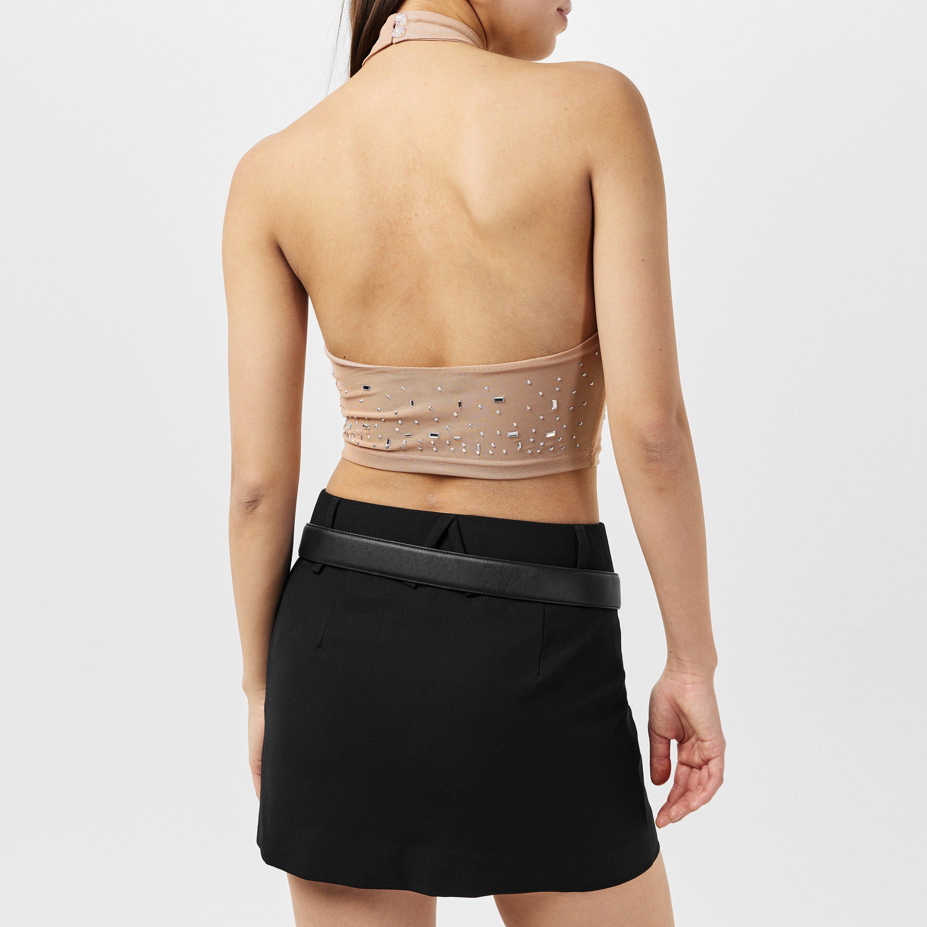 Nude - Missy Empire - Rhinestone Embellished Halter Top - 4