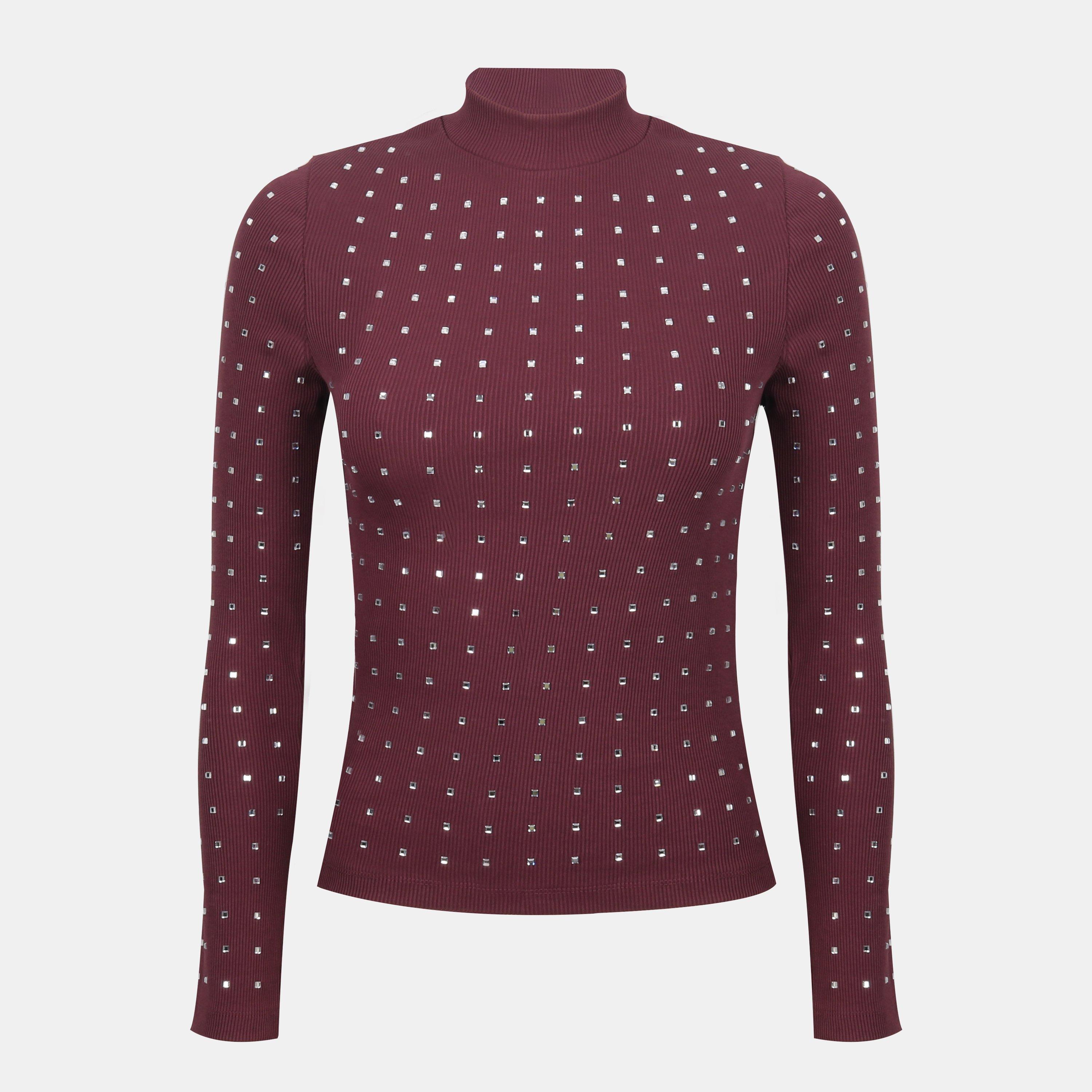 Biba Women's Ribbed Long Sleeve Top - Fig - 12 (M)
