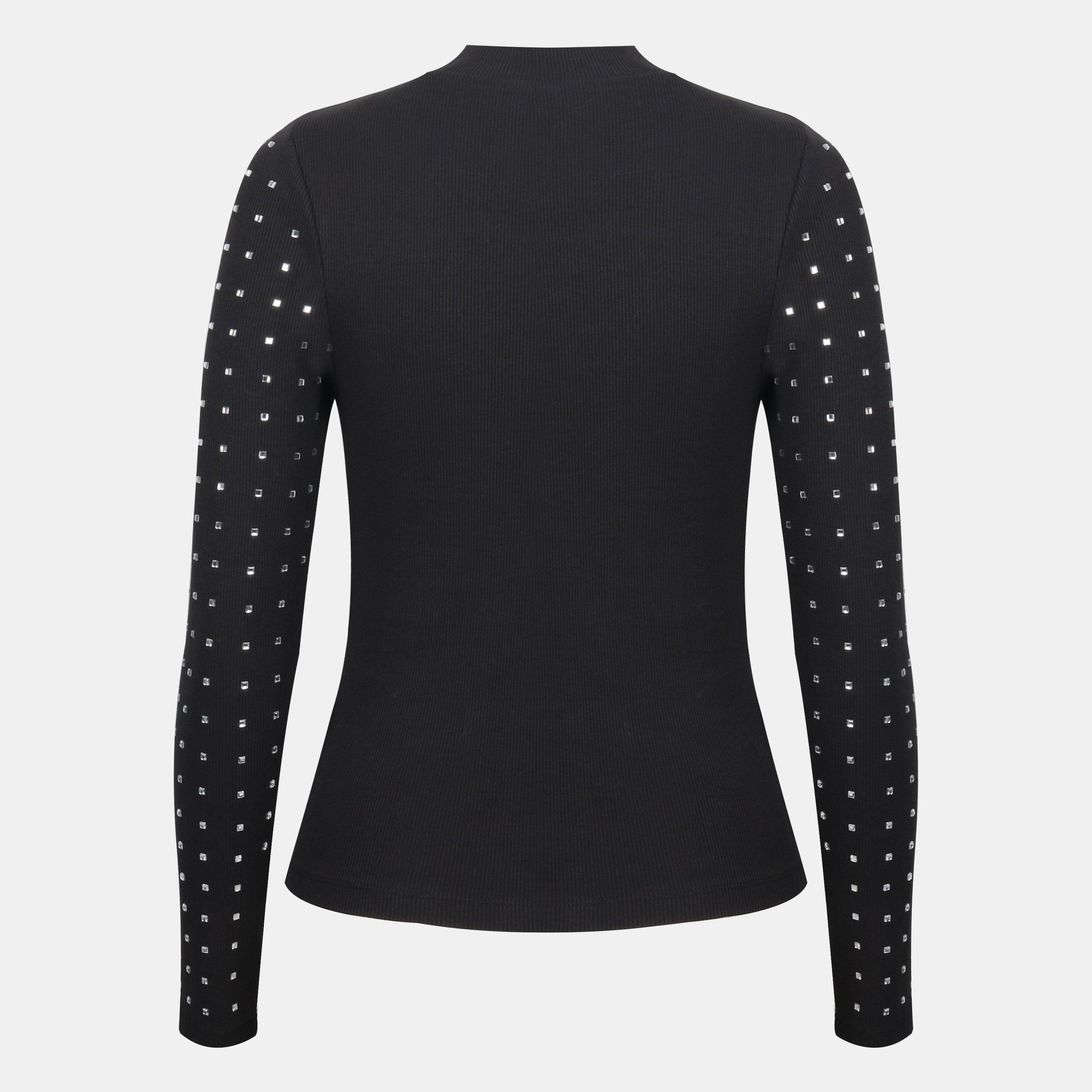Preto - Biba - Biba Ribbed Long Sleeve Top - 2