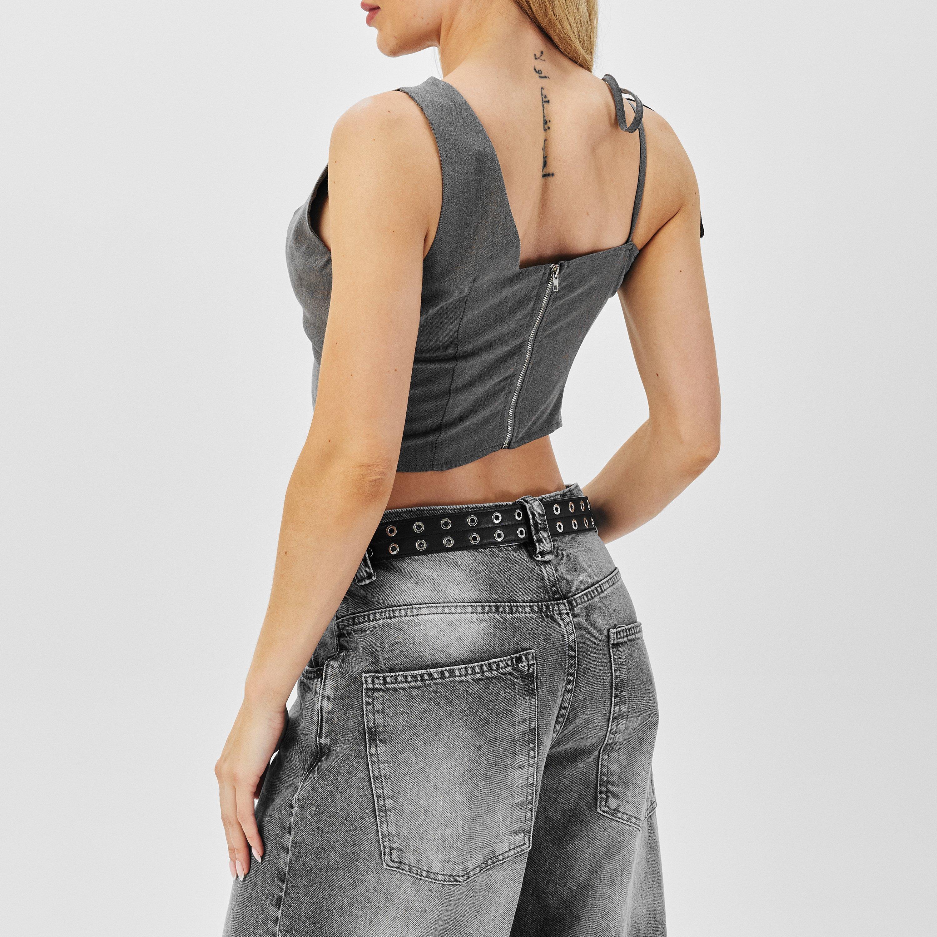 Grijs - Missy Empire - Asymmetric Cowl Neck Top Womens - 4