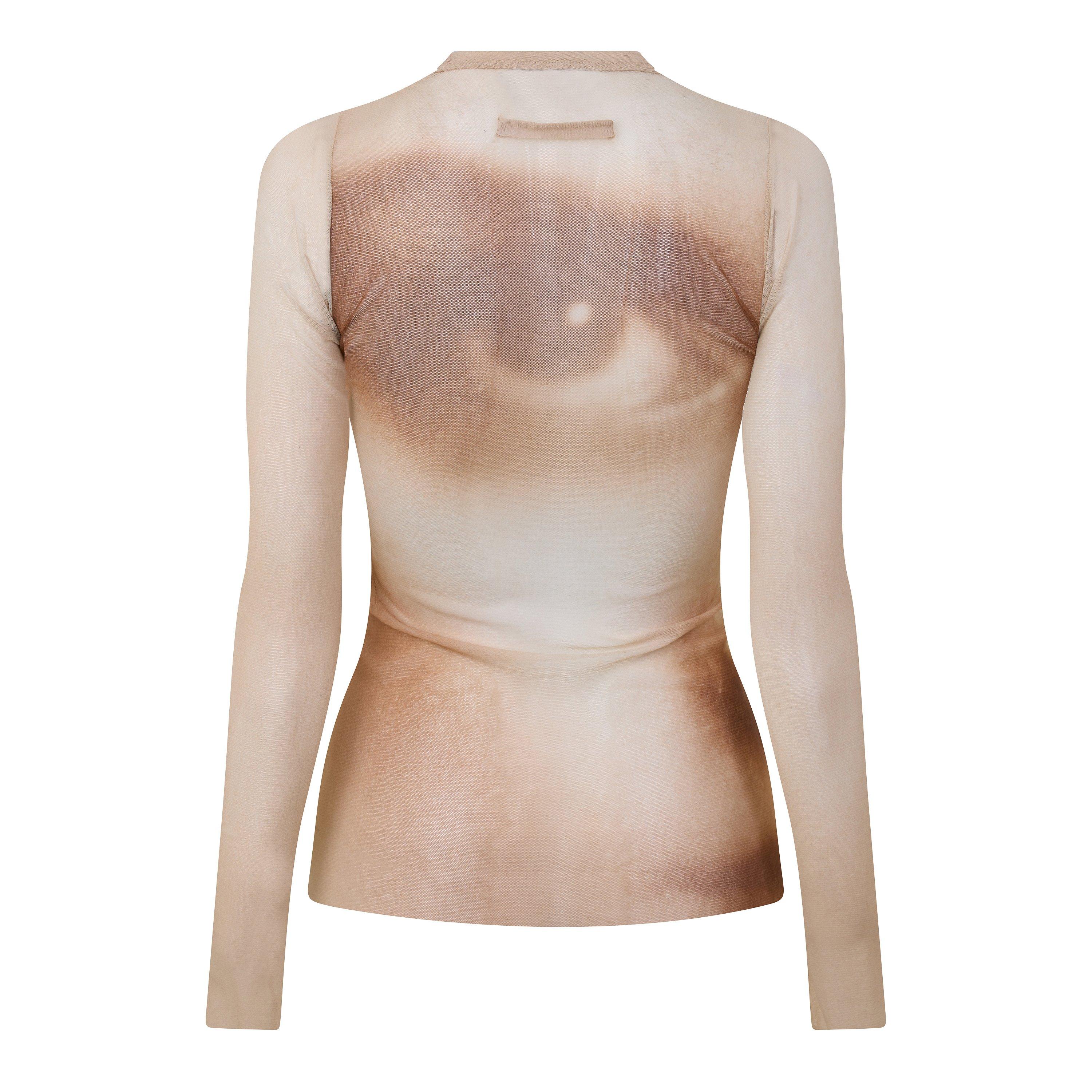 Beige - Jean Paul Gaultier - Women's Mesh Slim-Fit Long-Sleeve T-Shirt - 2
