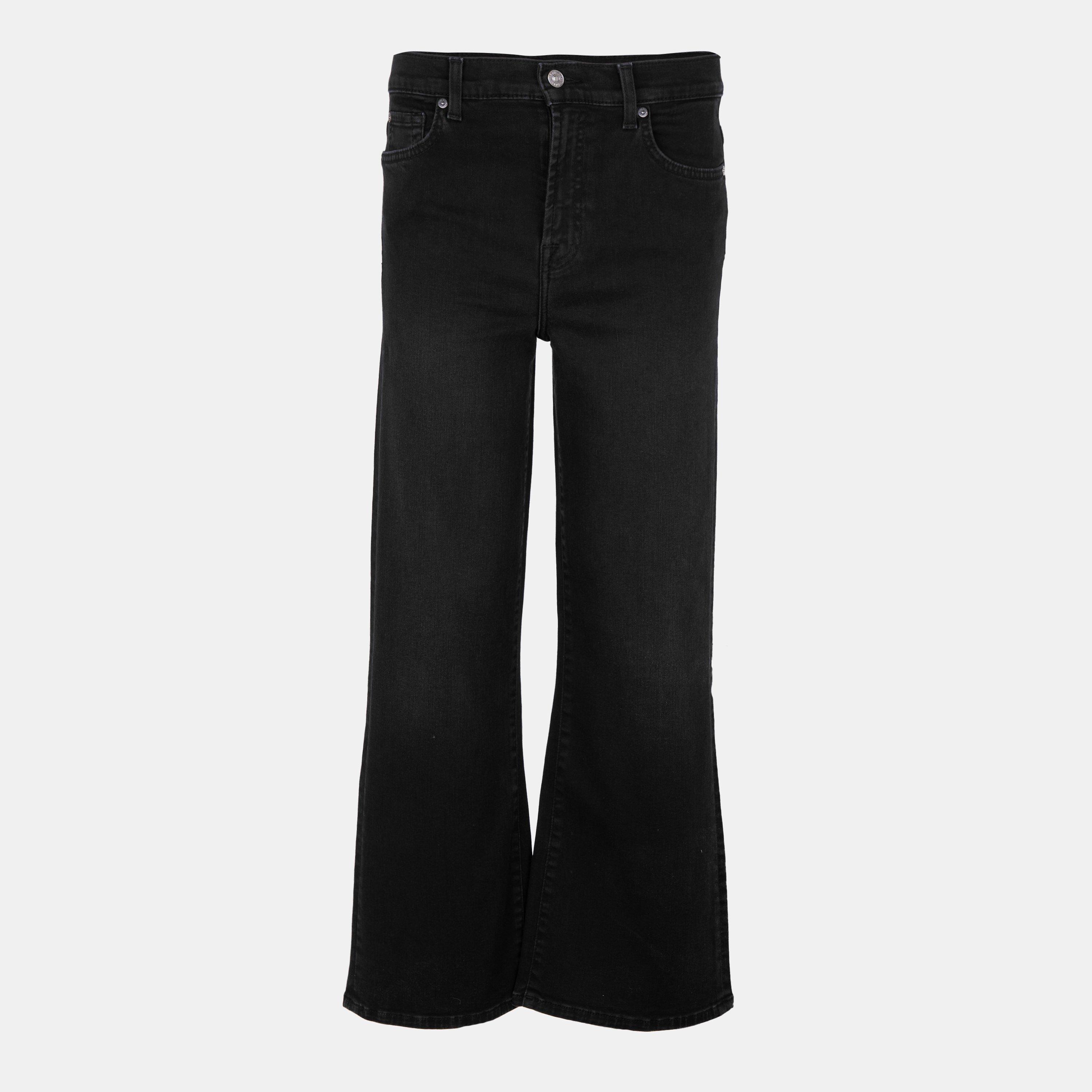 7 For All Mankind Women's Cropped Alexa Straight Leg Jeans - Washed Black - 32 L30