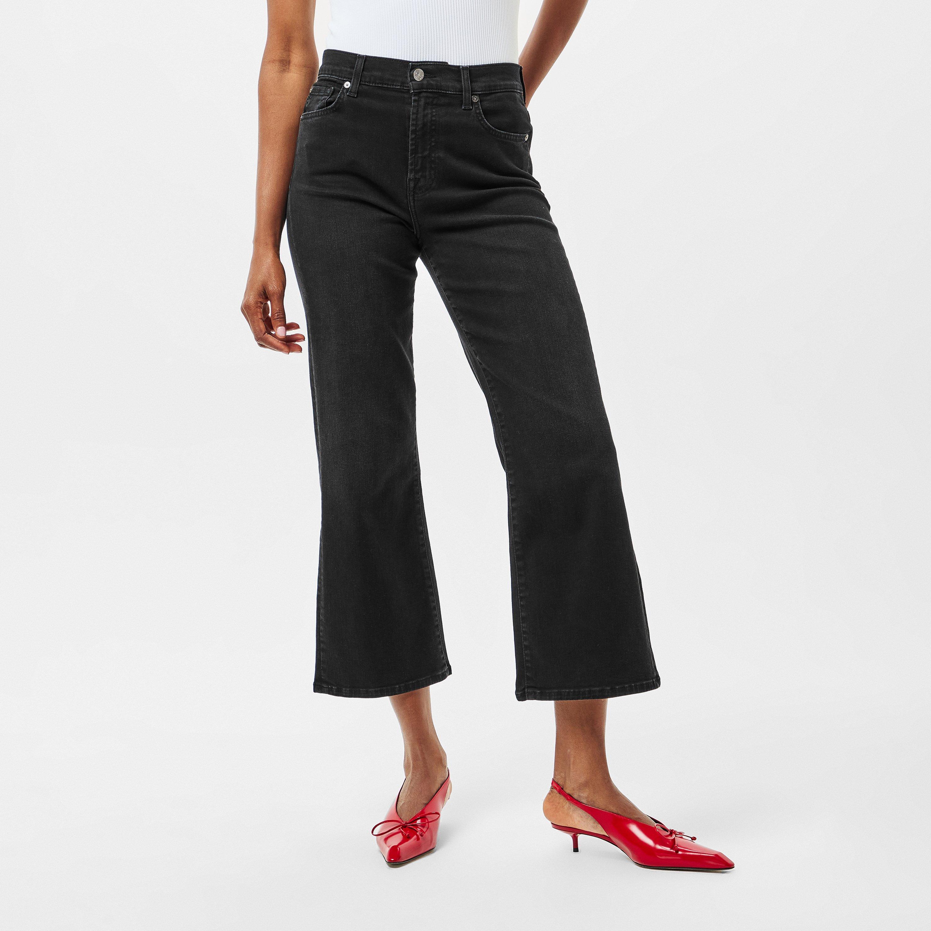 Washed Black - 7 For All Mankind - Women's Cropped Alexa Straight Leg Jeans - 3