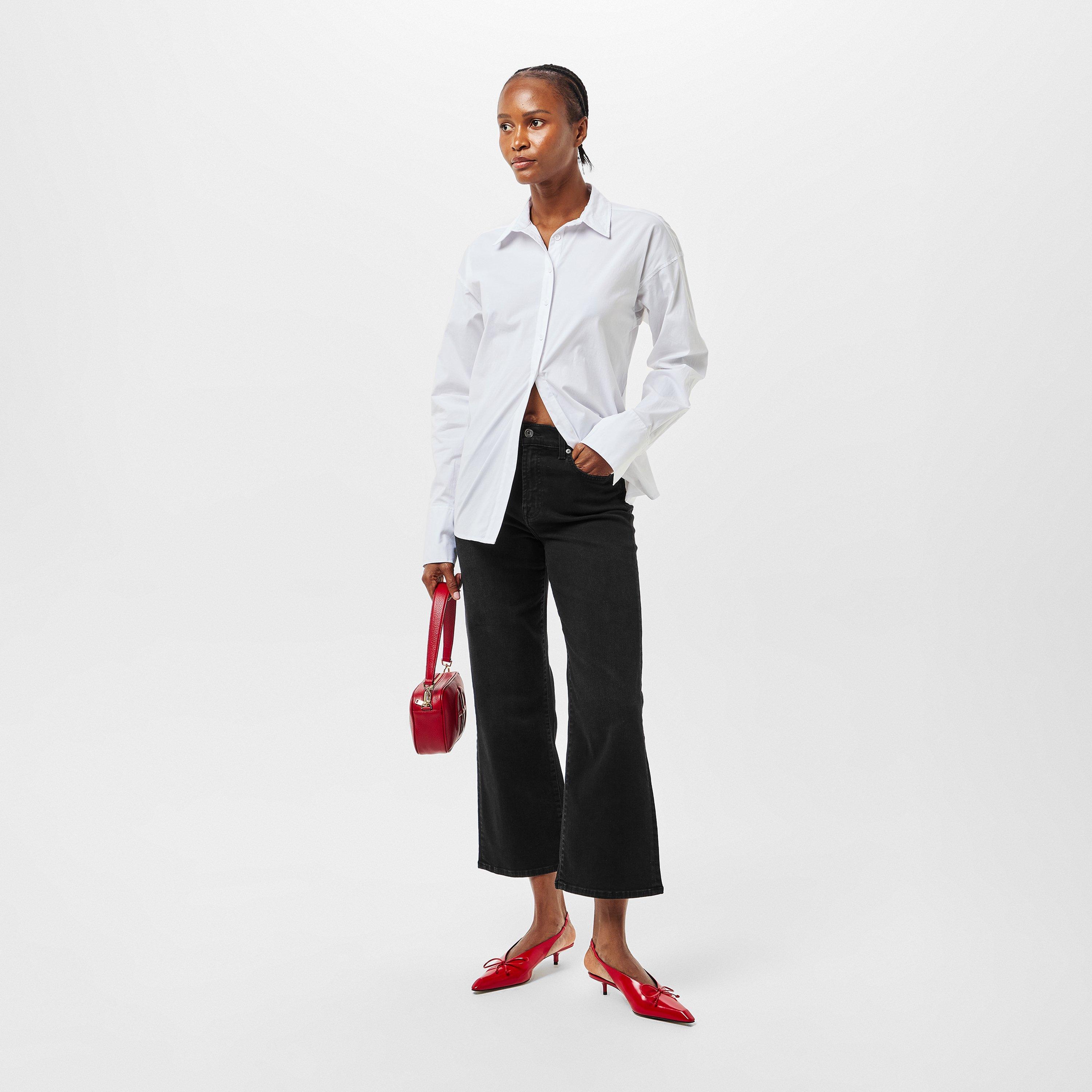 Washed Black - 7 For All Mankind - Women's Cropped Alexa Straight Leg Jeans - 6