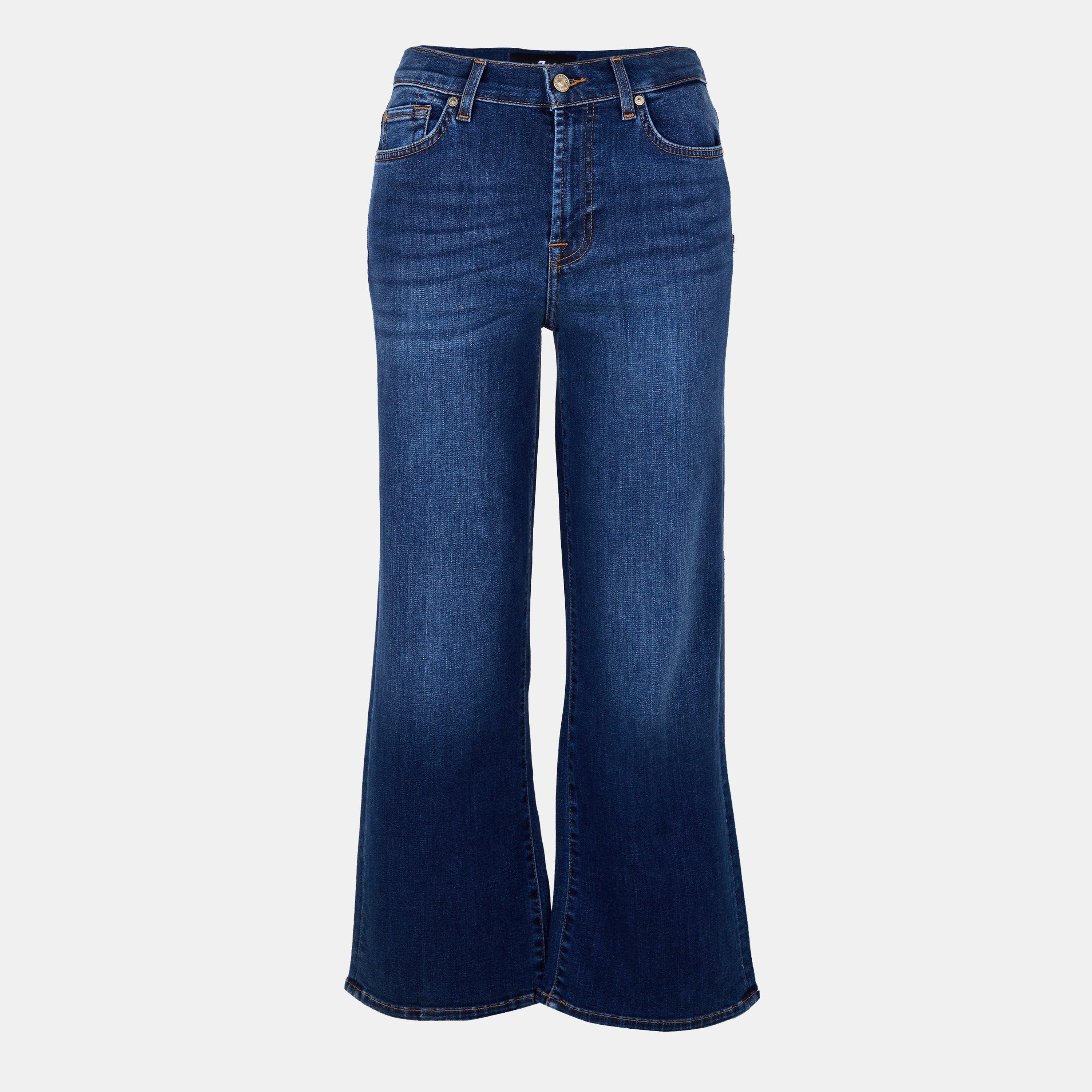 Dark Blue - 7 For All Mankind - Women's Cropped Alexa Straight Leg Jeans - 1