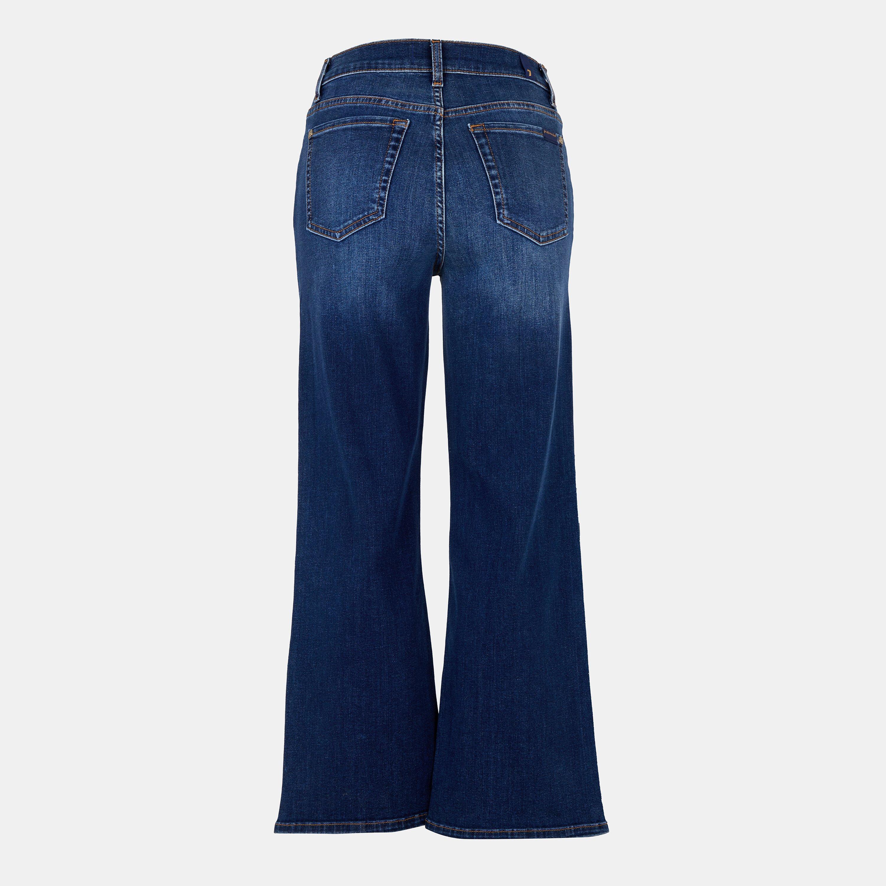 Dark Blue - 7 For All Mankind - Women's Alexa Cropped Mid-Rise Straight Leg Jeans - 2