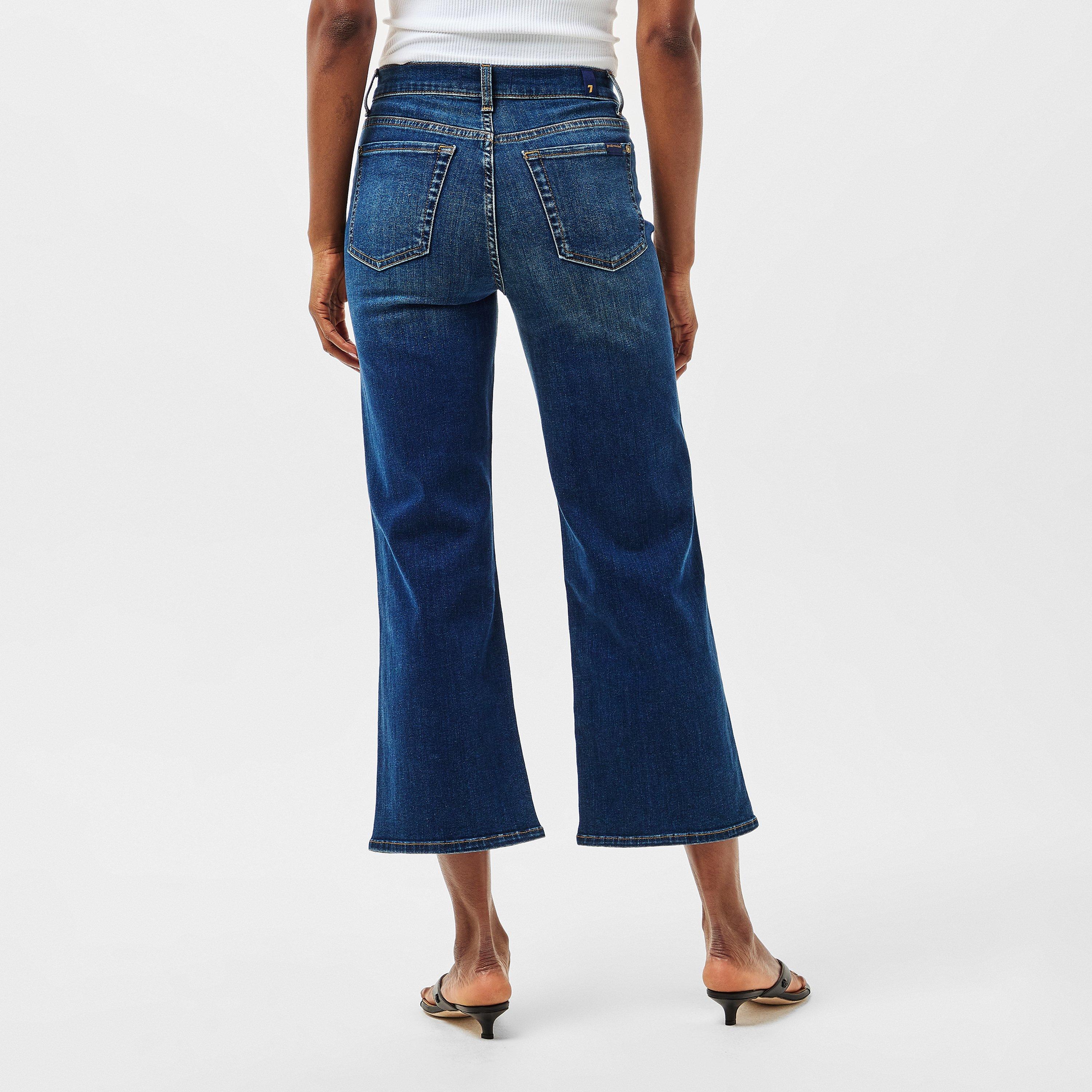 Dark Blue - 7 For All Mankind - Women's Alexa Cropped Mid-Rise Straight Leg Jeans - 4