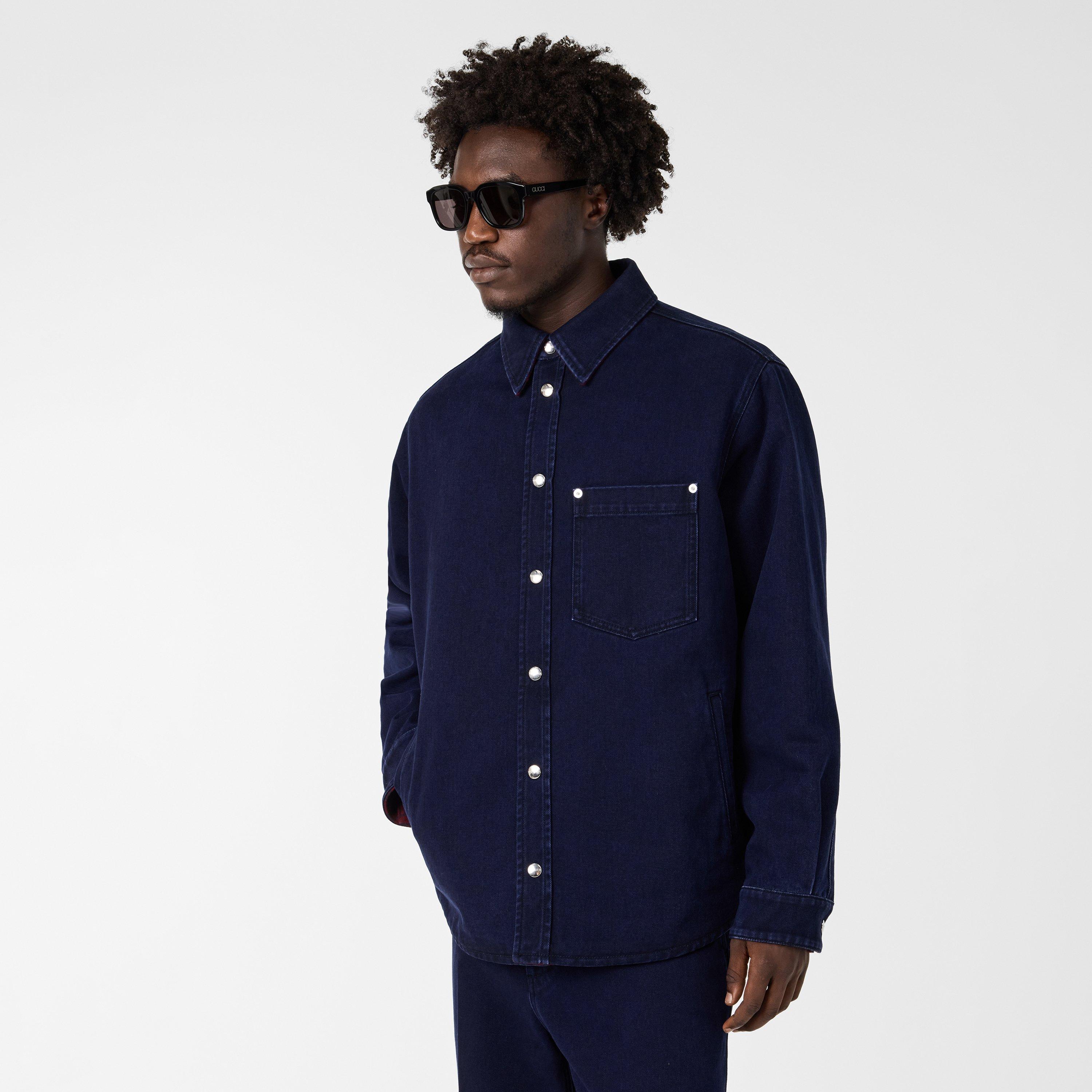 Blue - Gucci - Men's Denim Long-Sleeve Shirt - 3