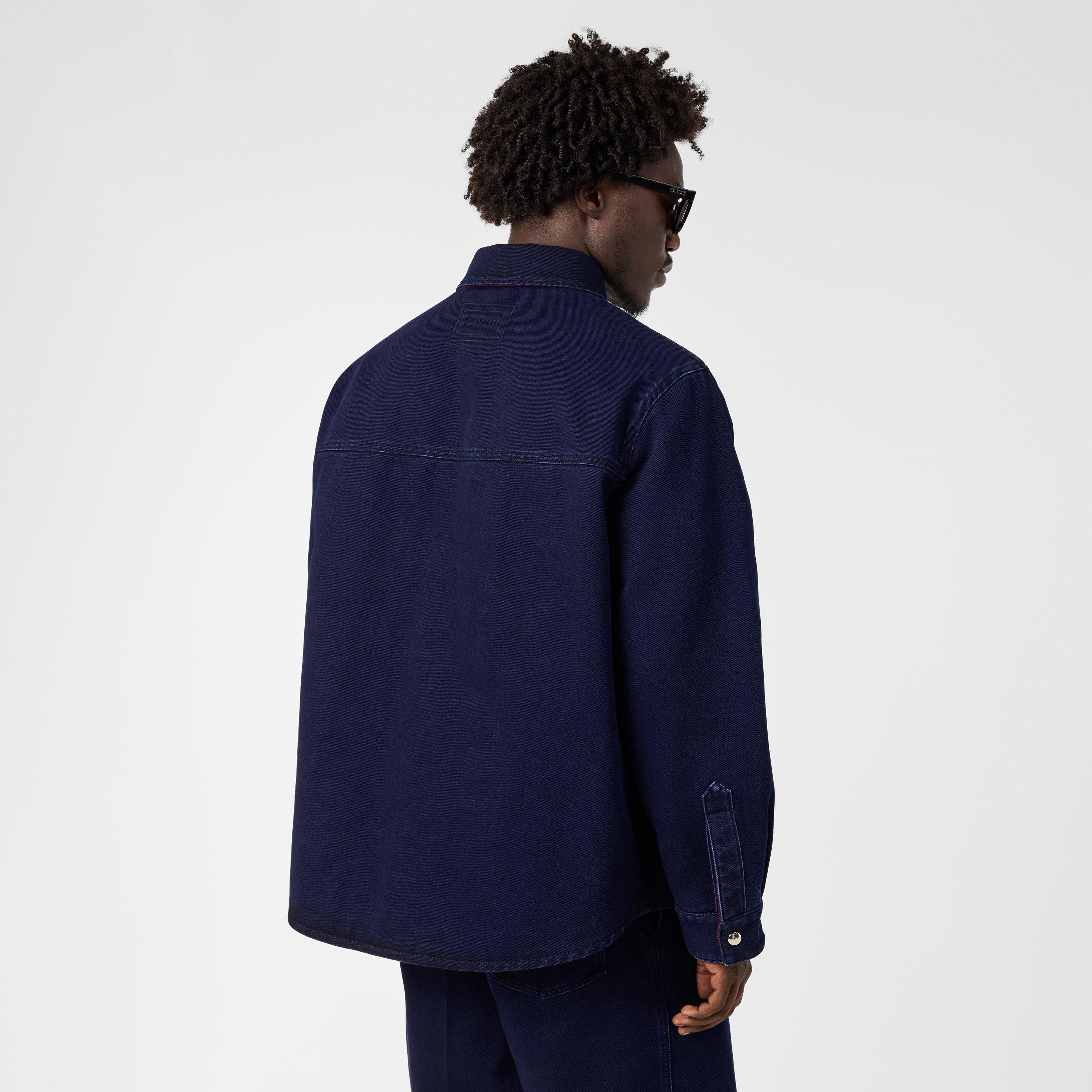 Blue - Gucci - Men's Denim Long-Sleeve Shirt - 4