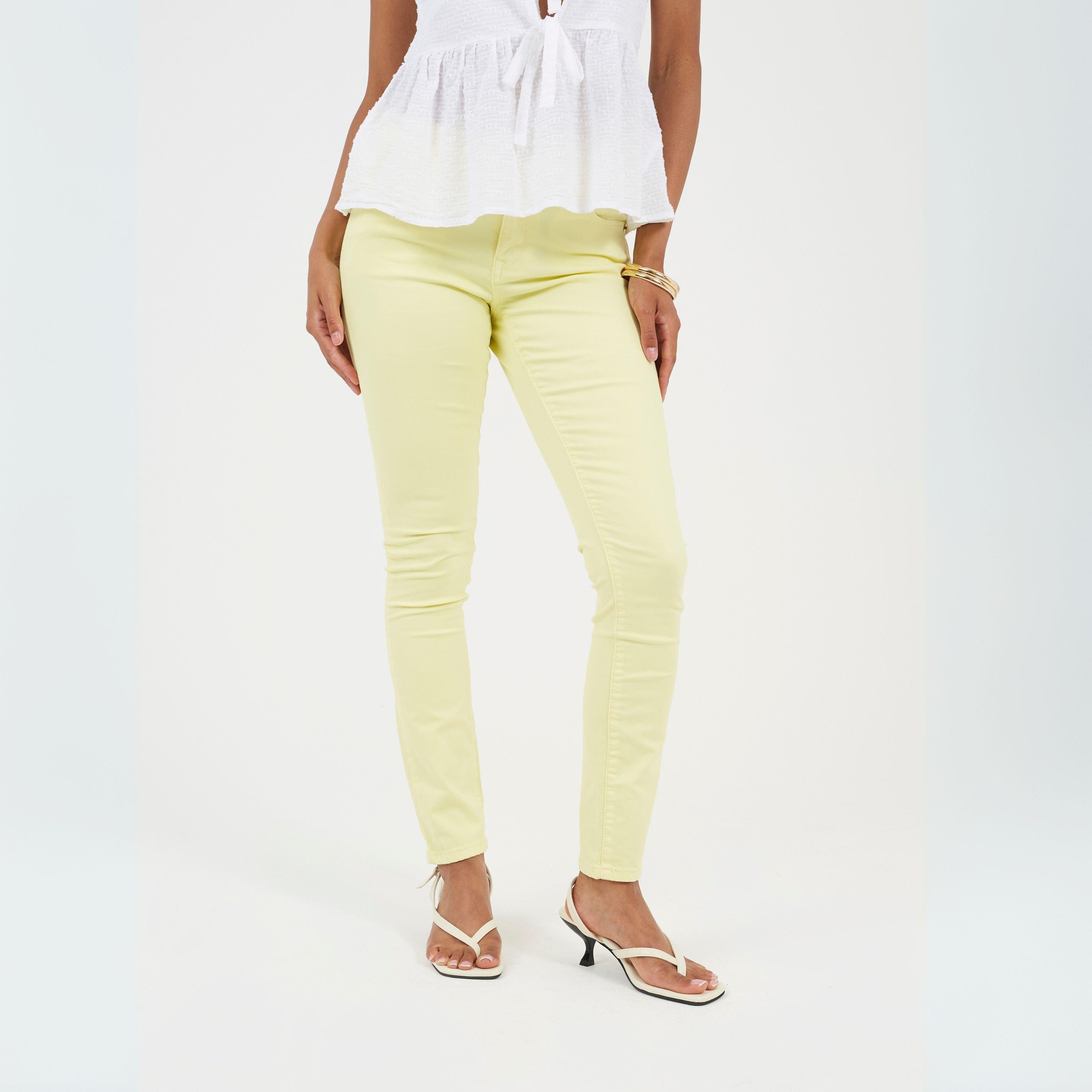 Lemon - Brave Soul - Womens Slim Fit Pastel Yellow Jeans - 1