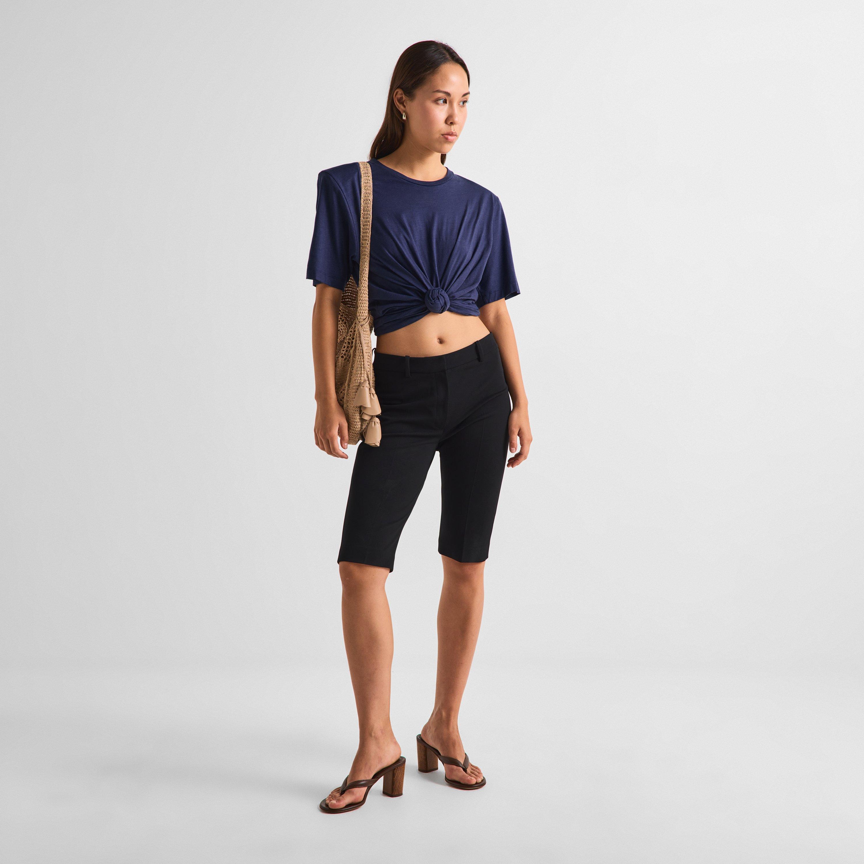 Navy - Magda Butrym - Women's 02 Cotton Short-Sleeve Cropped T-Shirt - 5