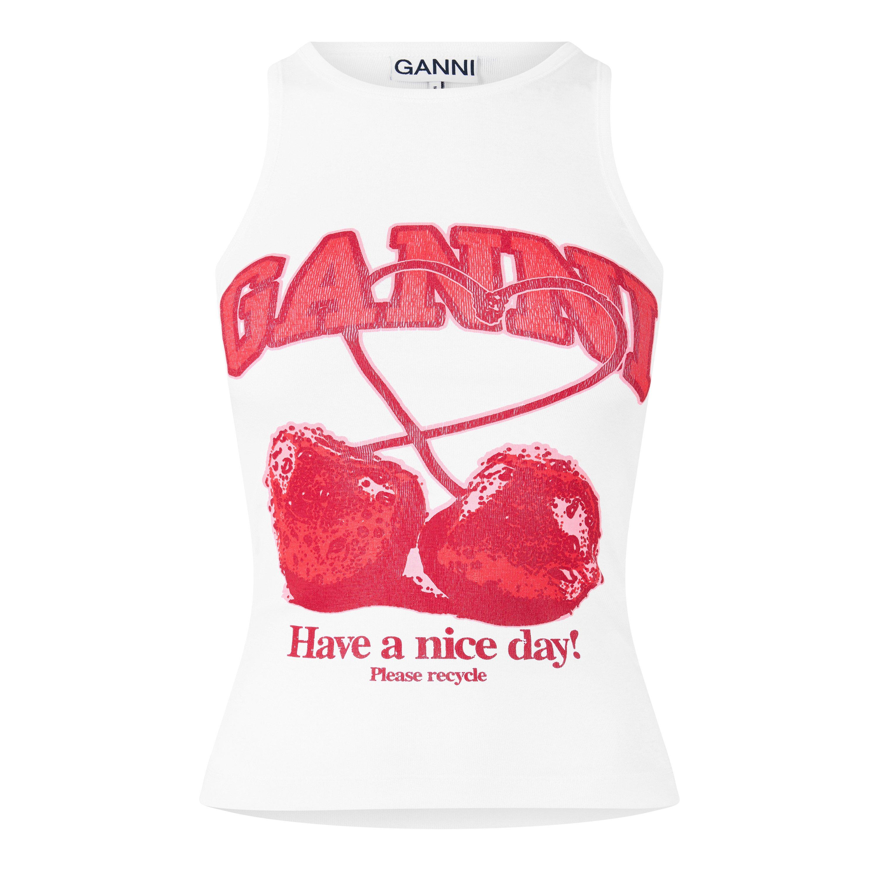 White - Ganni - Women's Tank Cherry Vest - 1