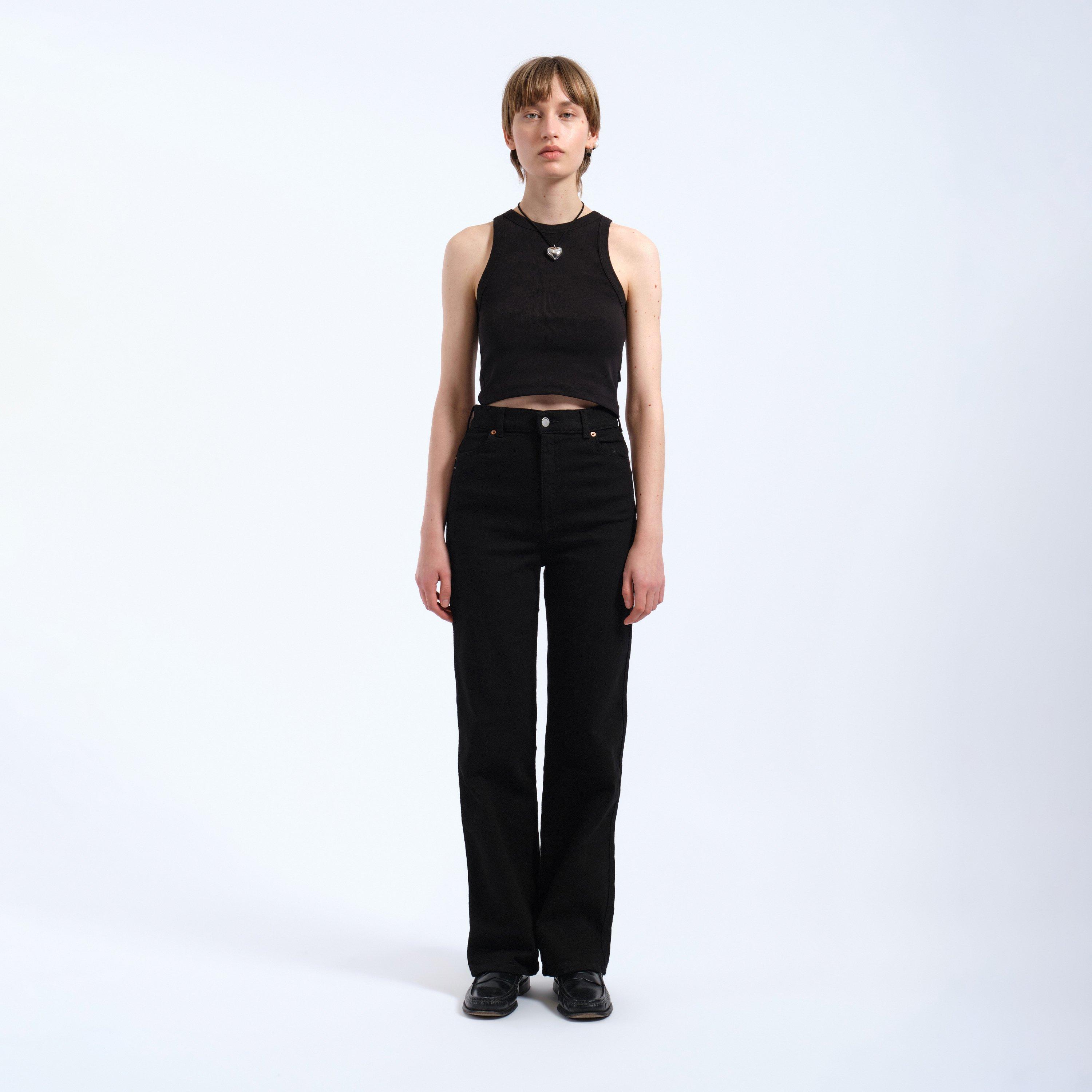 Solid Black - Dr Denim - Moxy Straight - High Stretch Jeans - 3