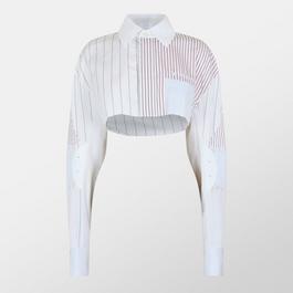 Off White Women's Striped Cropped Shirt