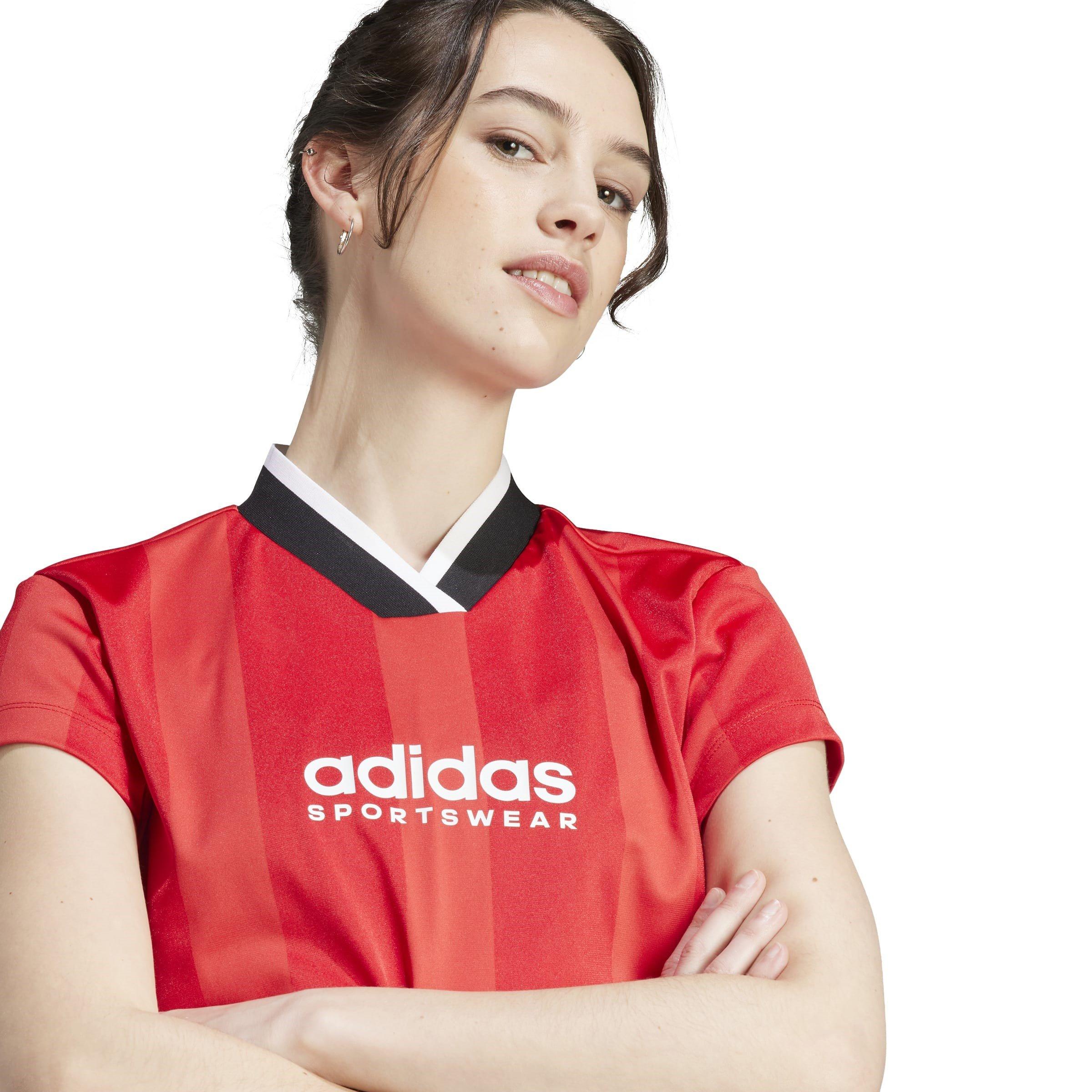 Rot - adidas - Tiro Colorblock Crop T-Shirt Womens - 5