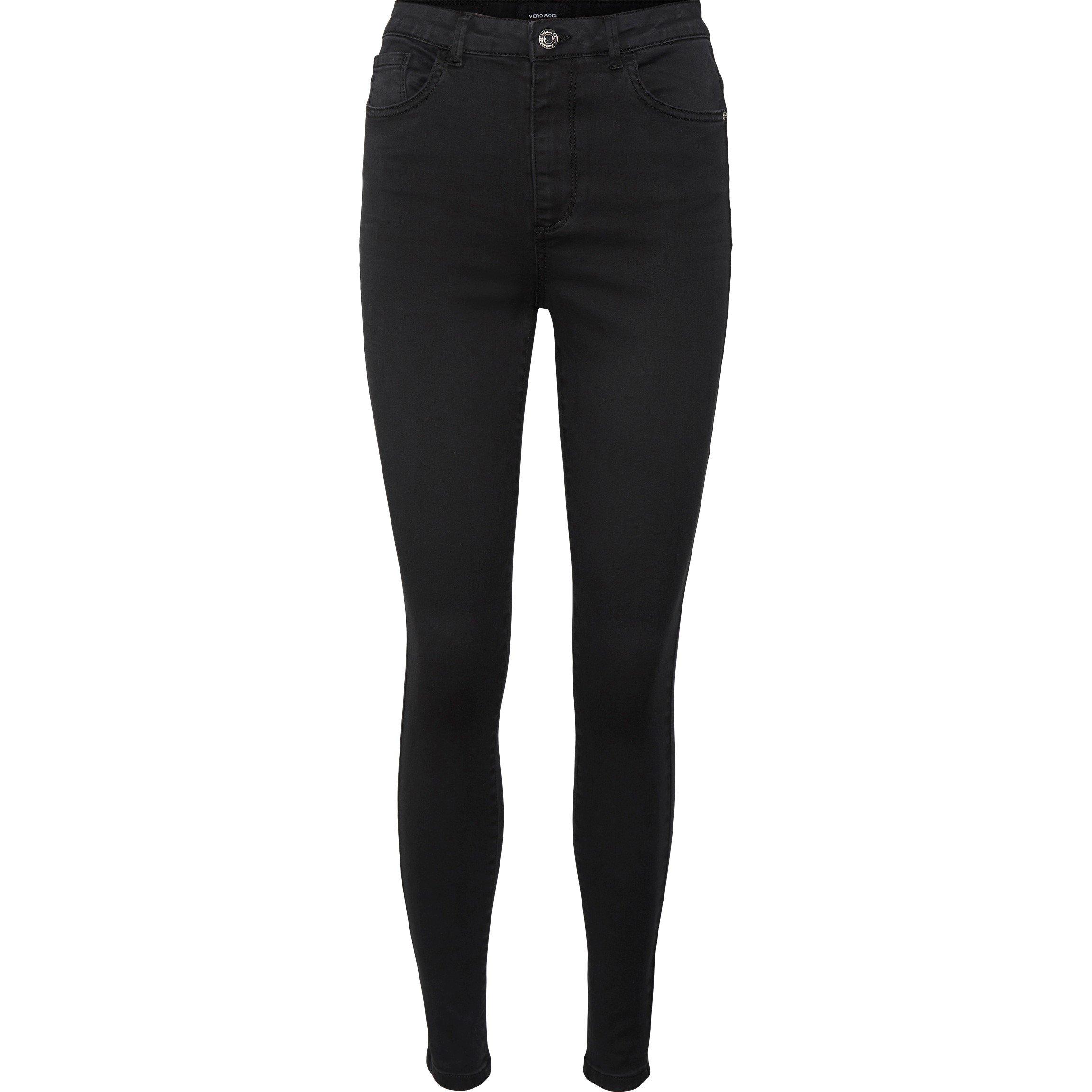 Vero Moda Women's High Rise Slim Fit Straight Leg Jeans - Black - XXS/P L28