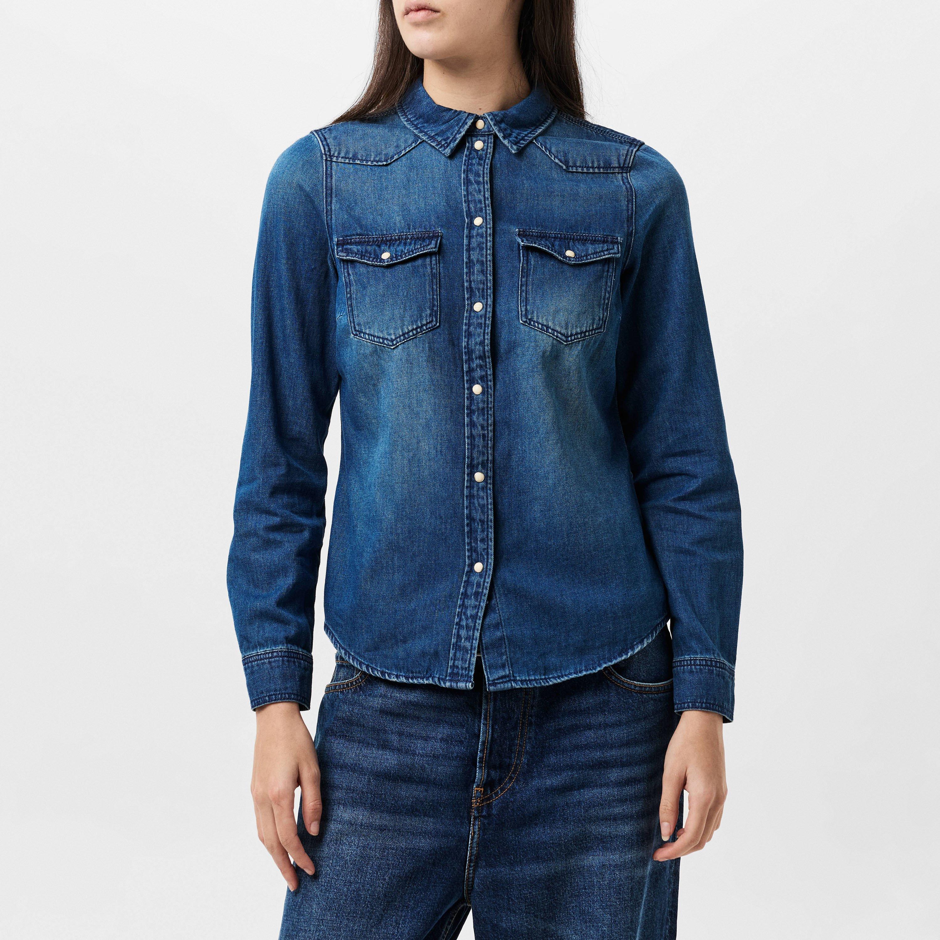 Denim blu medio - Vero Moda - Women's Maria Long-Sleeve Denim Shirt - 3