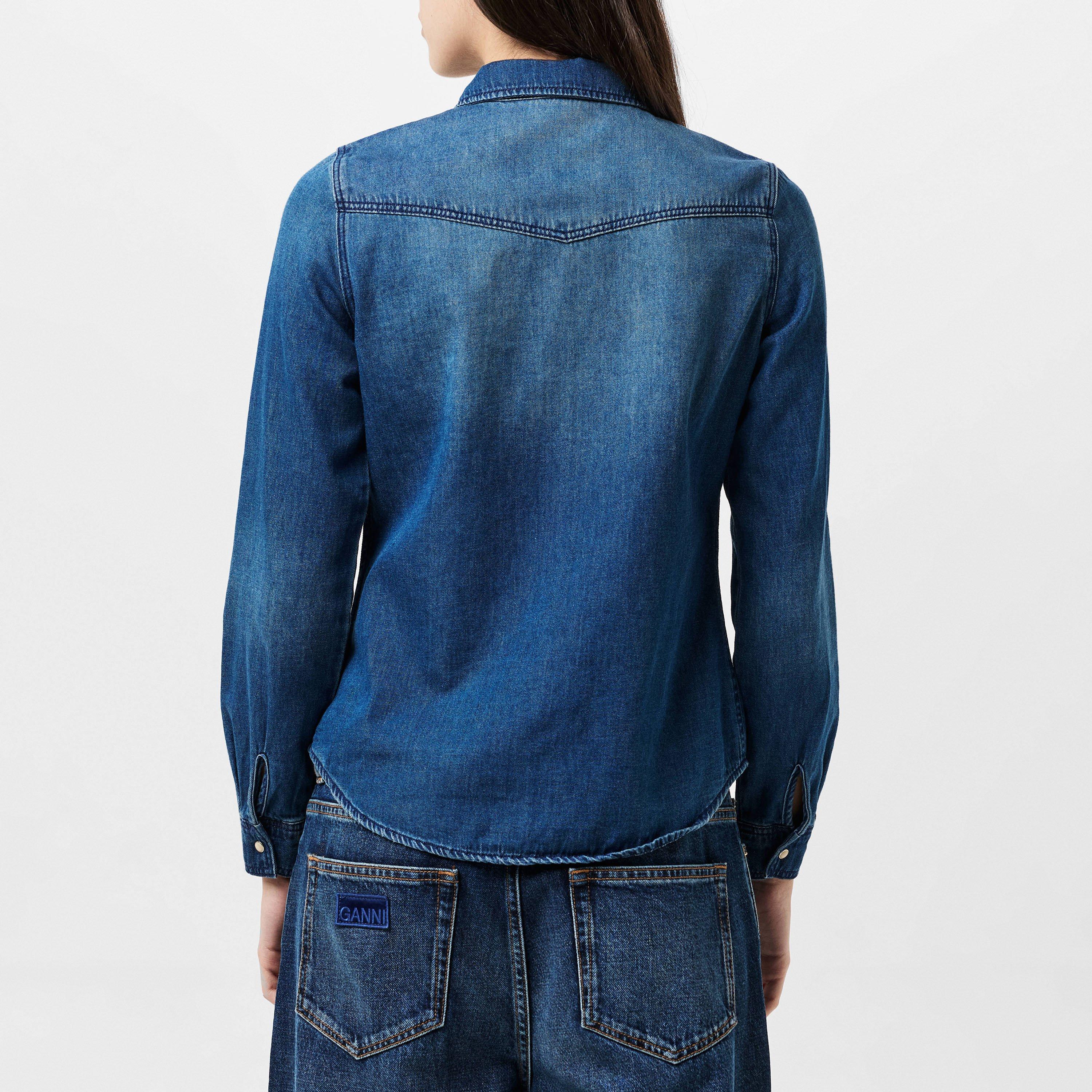 Denim blu medio - Vero Moda - Women's Maria Long-Sleeve Denim Shirt - 4