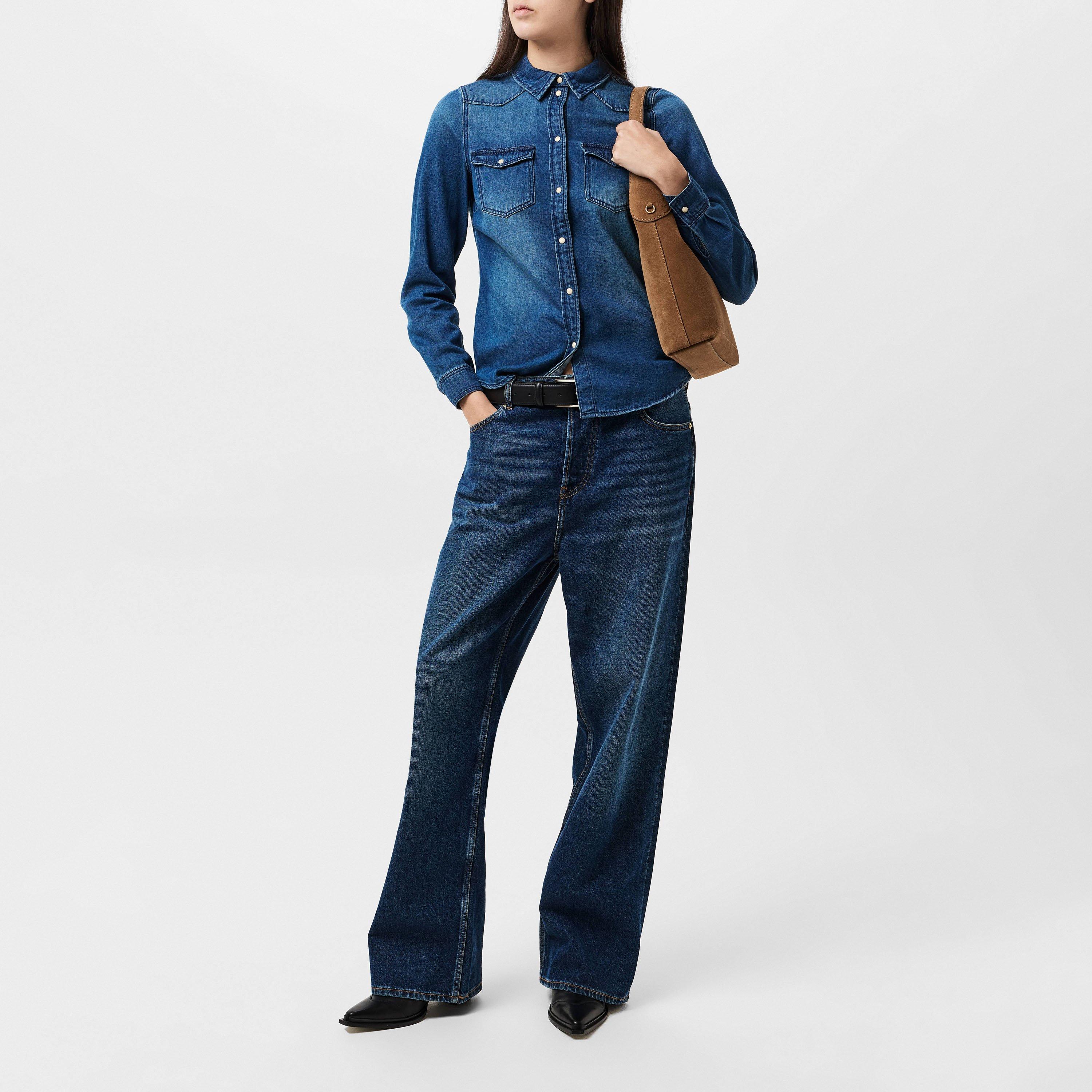 Denim blu medio - Vero Moda - Women's Maria Long-Sleeve Denim Shirt - 6