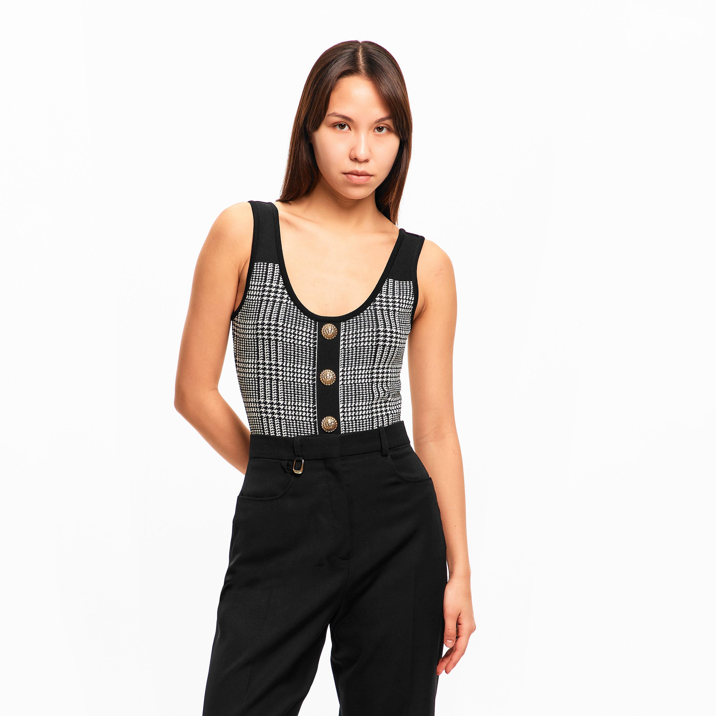 Black/White - Balmain - Balmain Knit Bdysuit Ld54 - 3