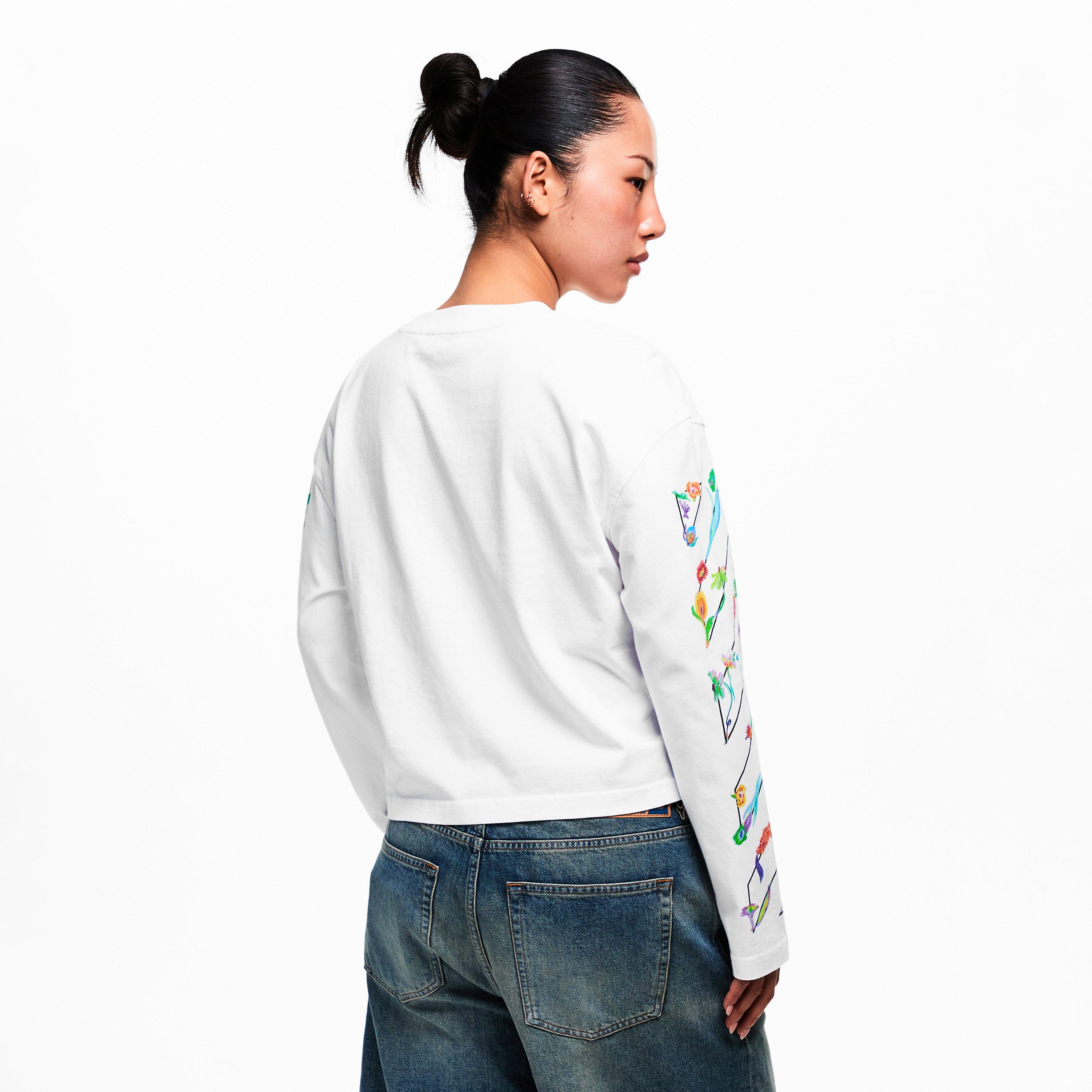 White - Off White - Women's Flower Hi Neck Long Sleeve T-Shirt - 4