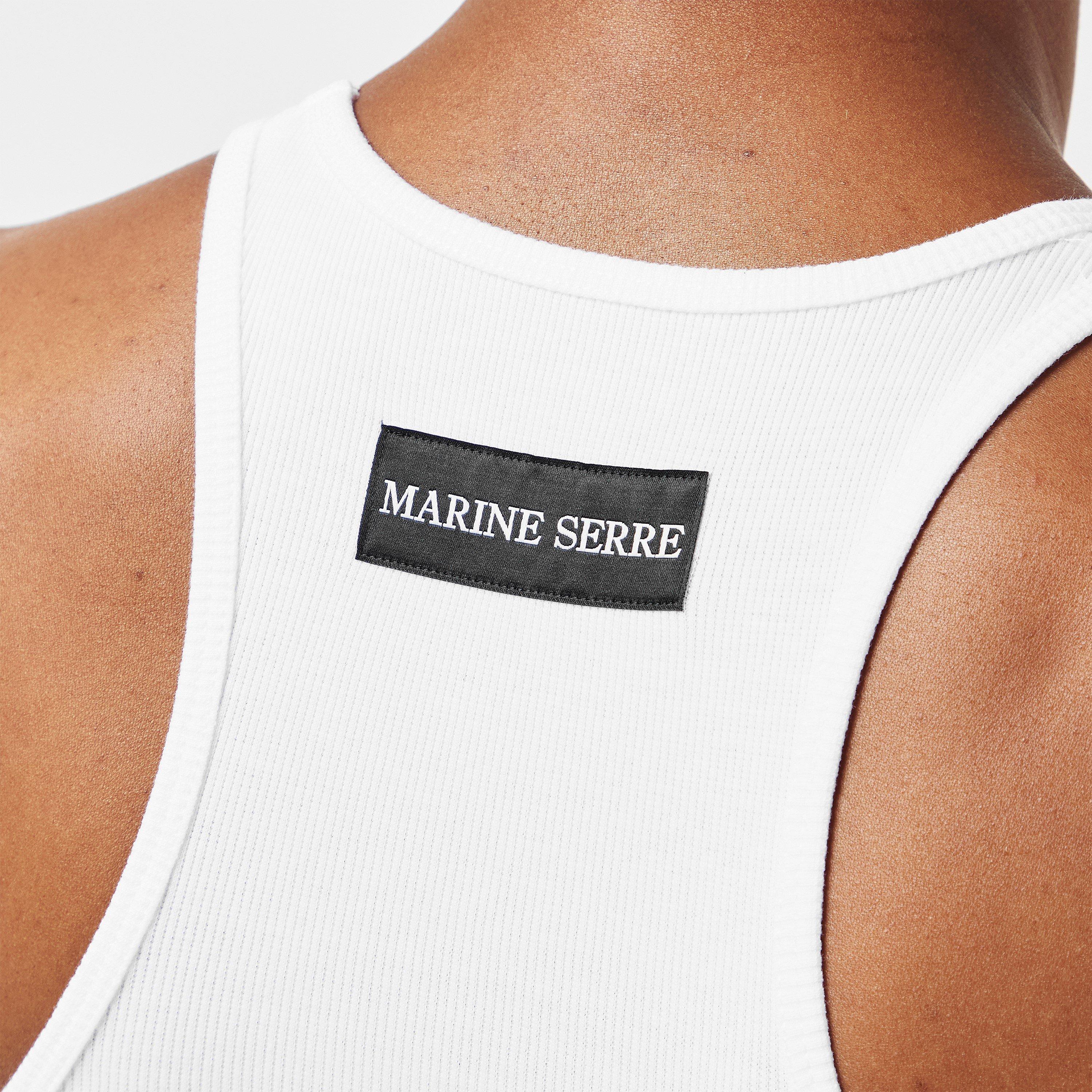 MARINE SERRE ホワイト タンクトップ XS MARINE SERRE（マリーンセル） マリーン セル タンクトップ MOON LOGO