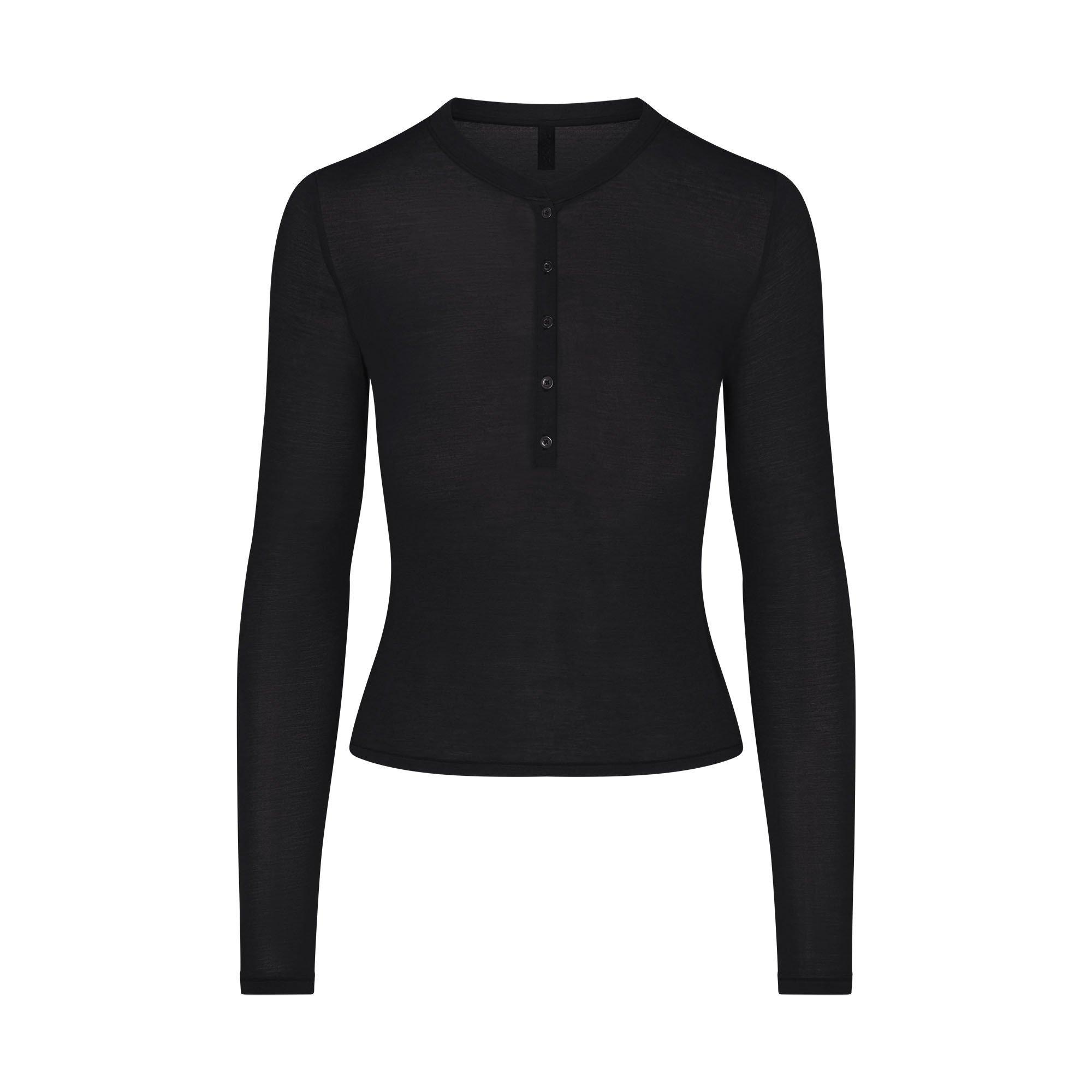 ONYX - SKIMS - Womens Sheer Modal Henley - 1