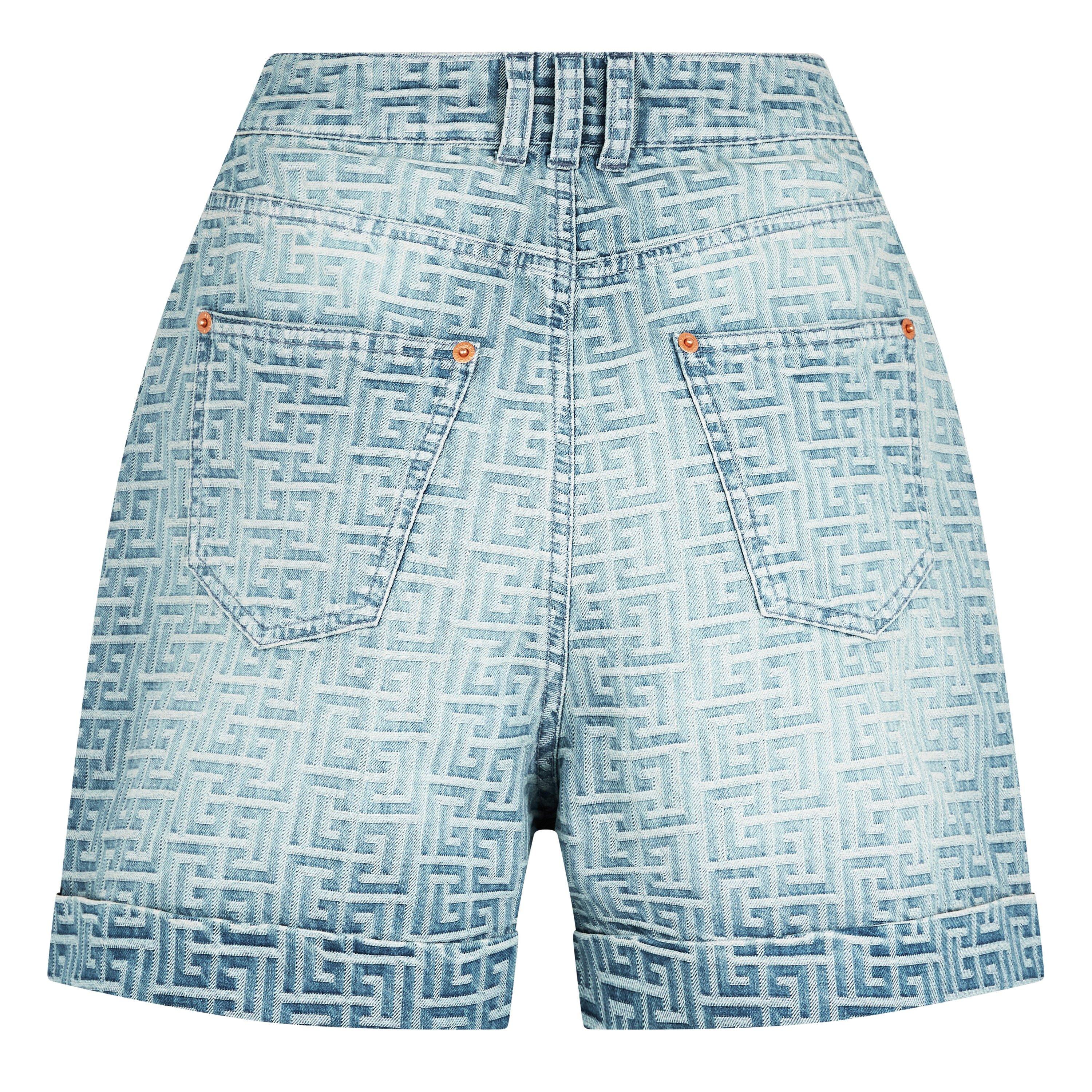 BLEU JEAN - Balmain - Monogram Denim Shorts - 6