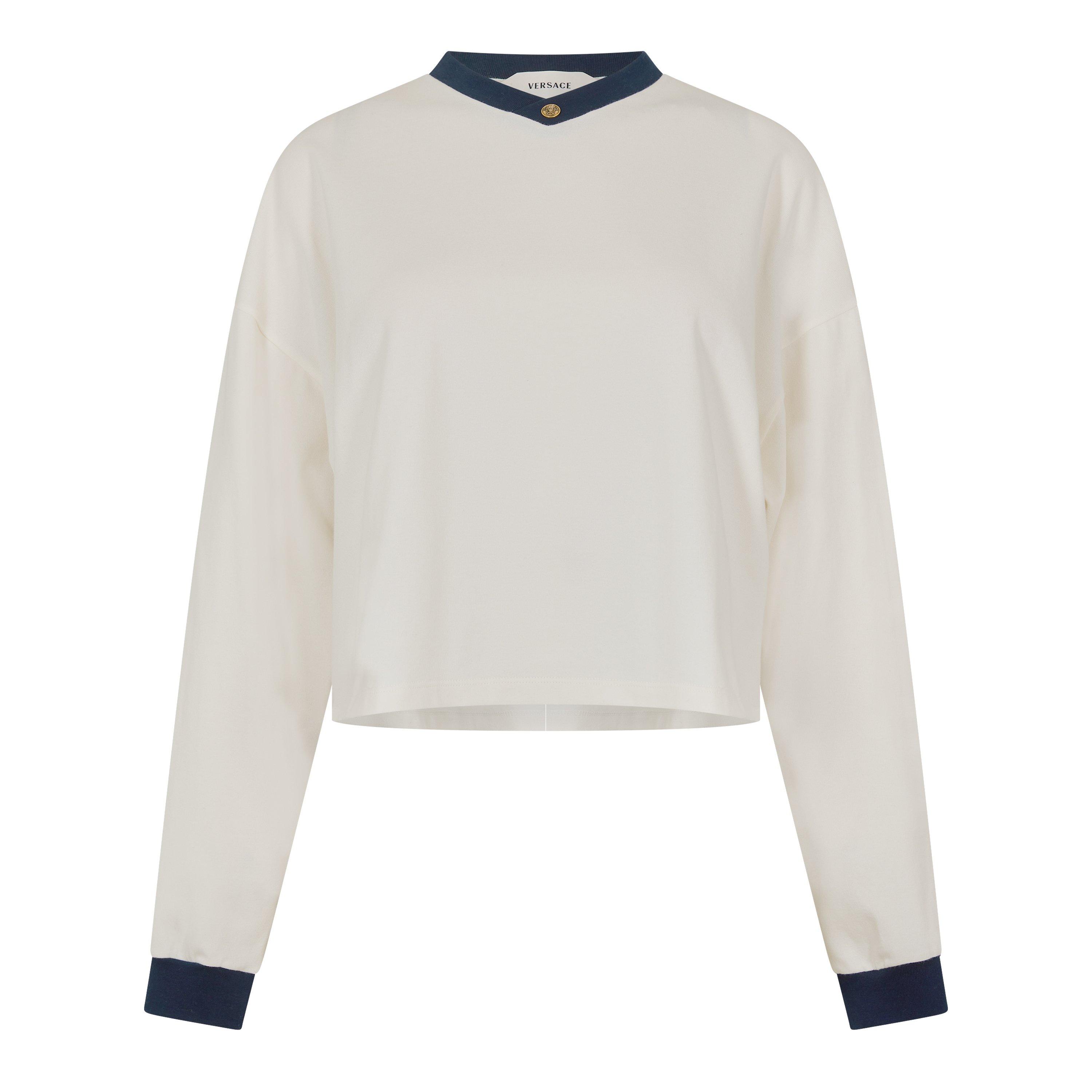 Versace Women's Vintage Medusa Long Sleeve T-Shirt - White Ink - Size 44 (UK 12)