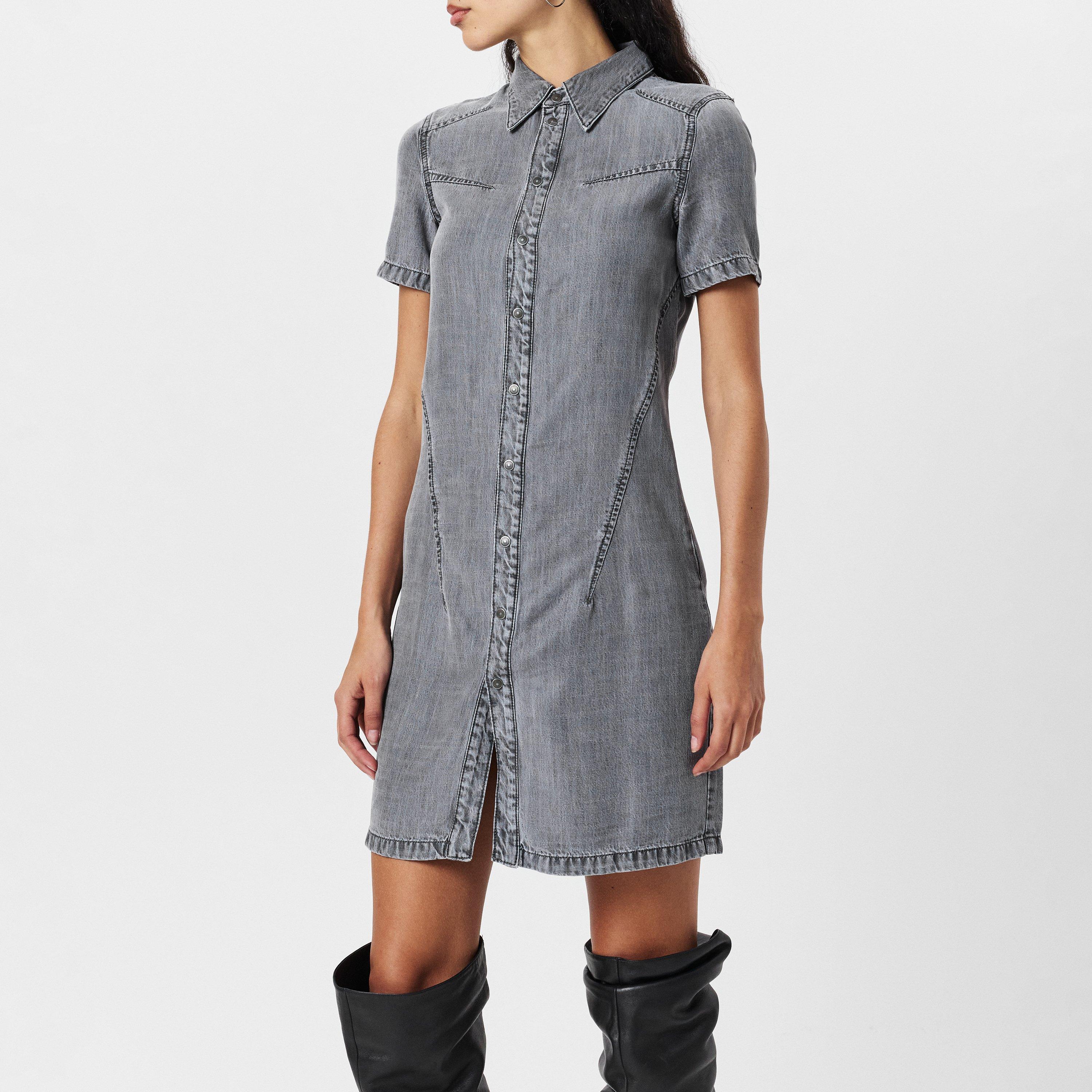 Black/Grey Denm - Diesel - Women's Short-Sleeve Dress Shirt - 3