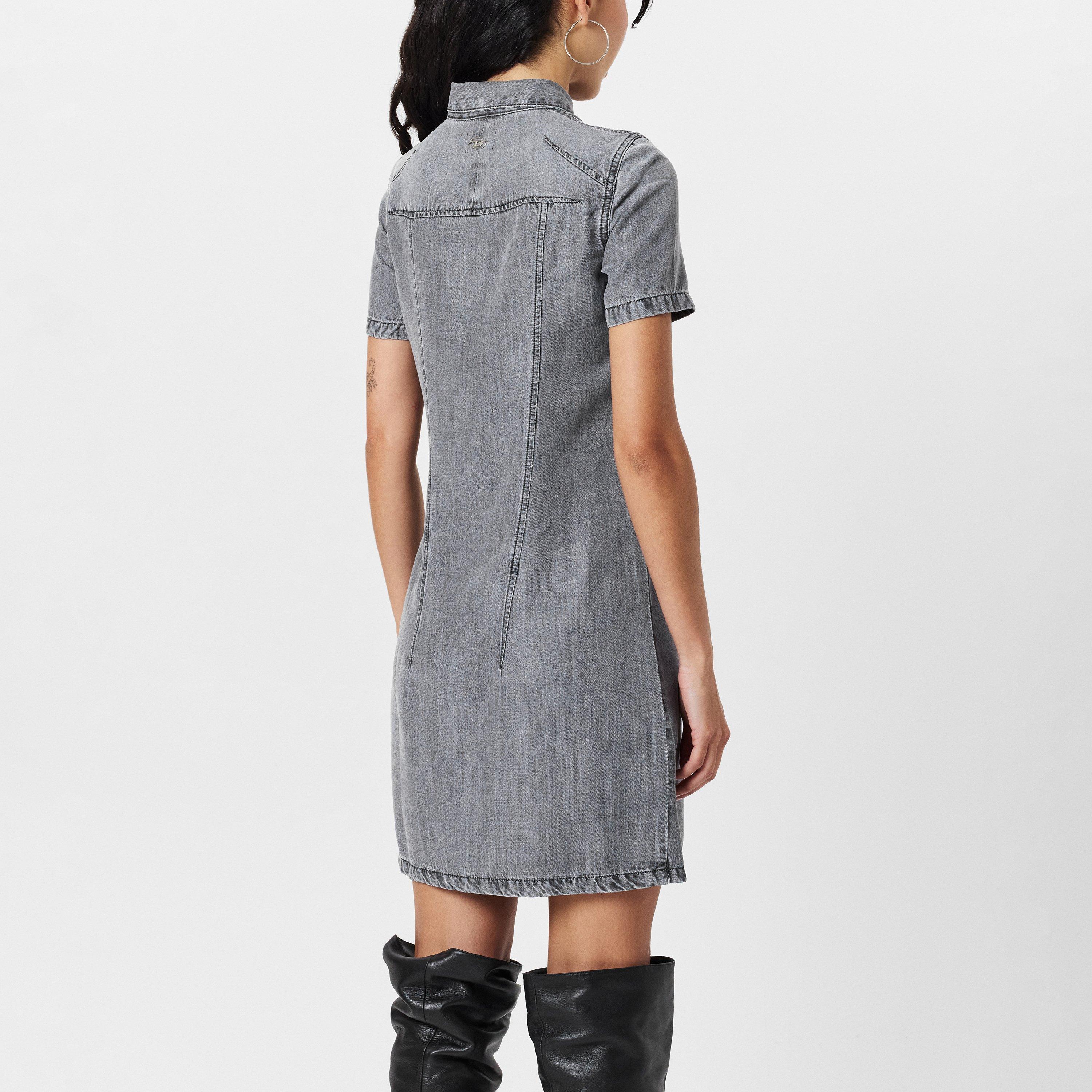 Black/Grey Denm - Diesel - Women's Short-Sleeve Dress Shirt - 4