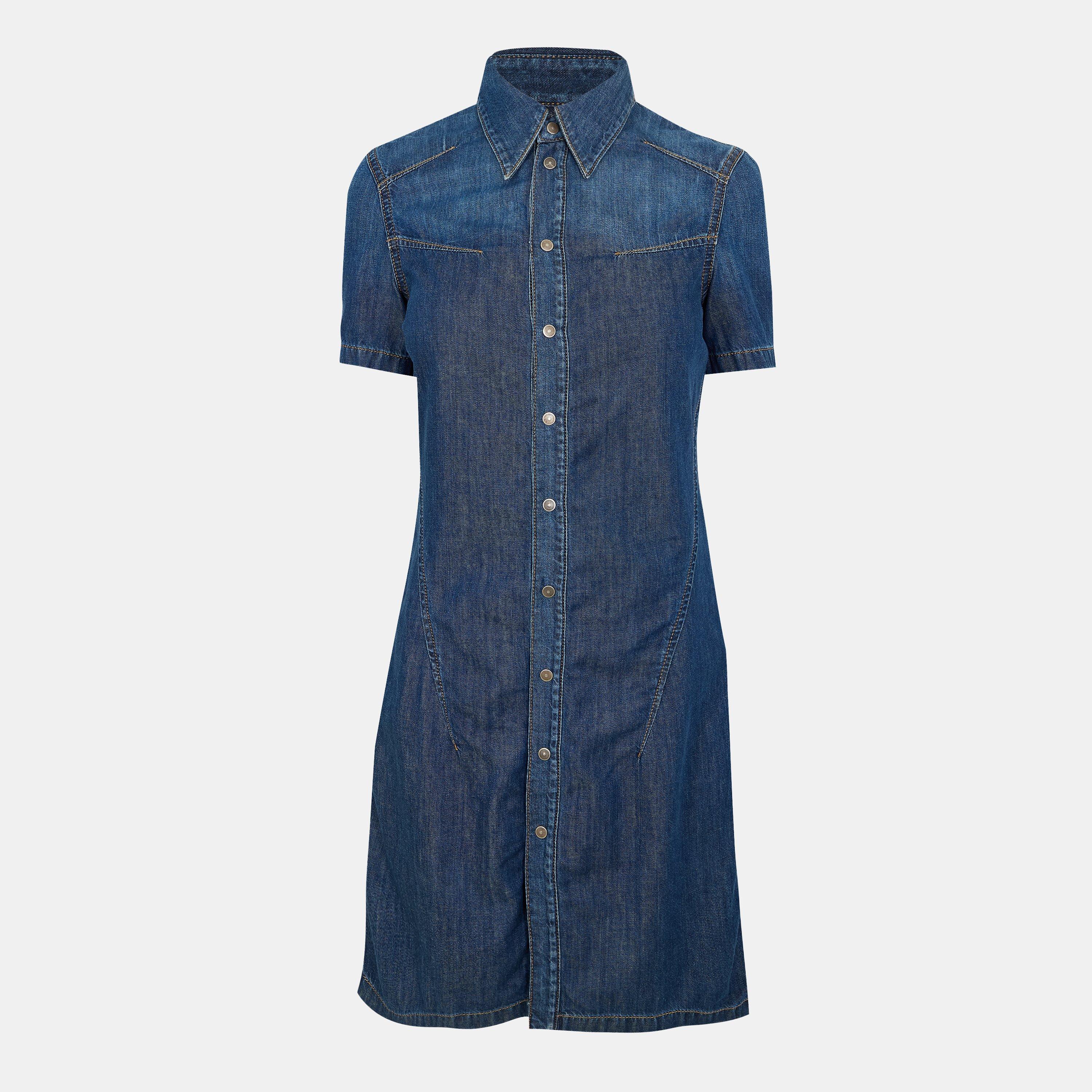 Blue Denim - Diesel - Women's Short Sleeve Dress Shirt - 1