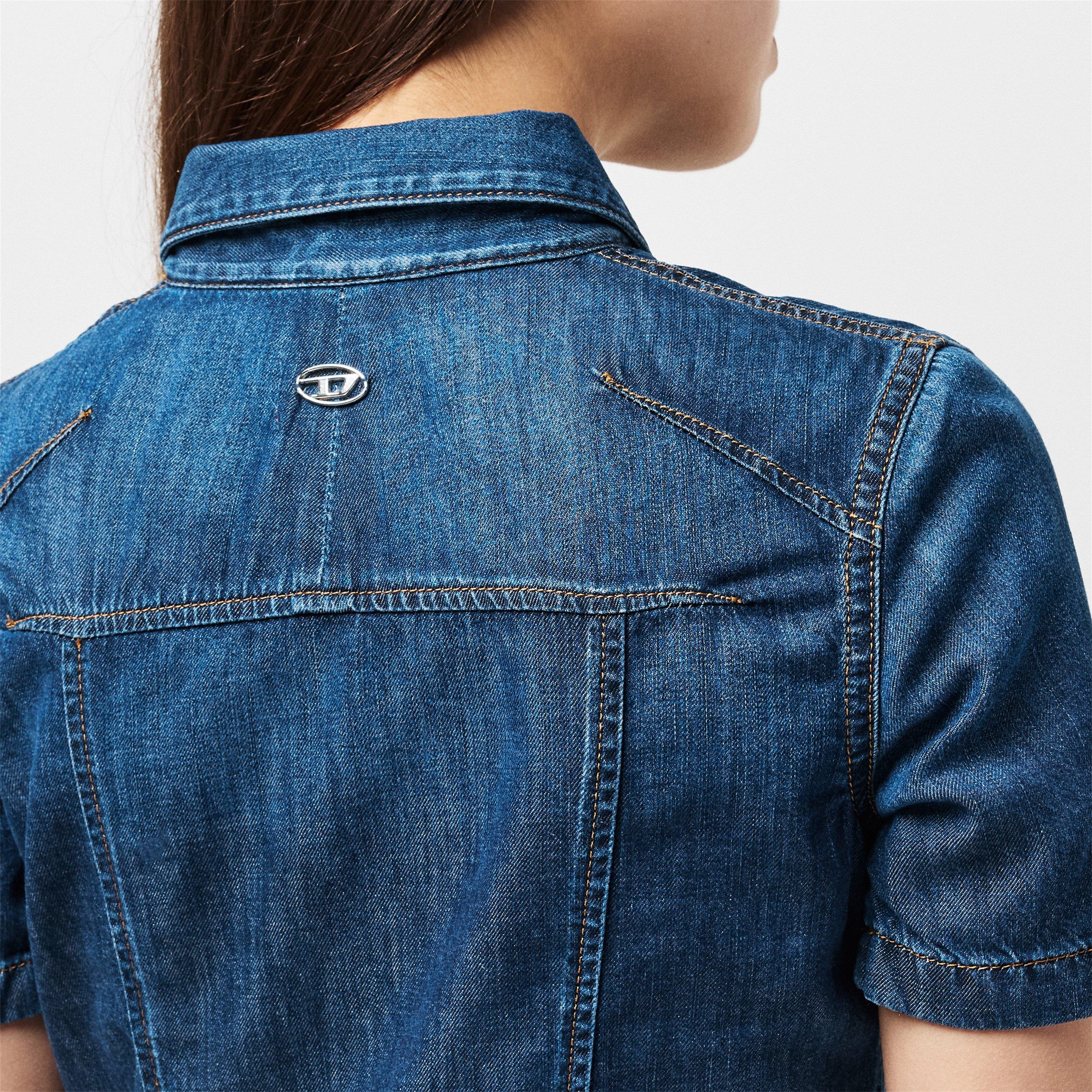 Blue Denim - Diesel - Women's Short Sleeve Dress Shirt - 5