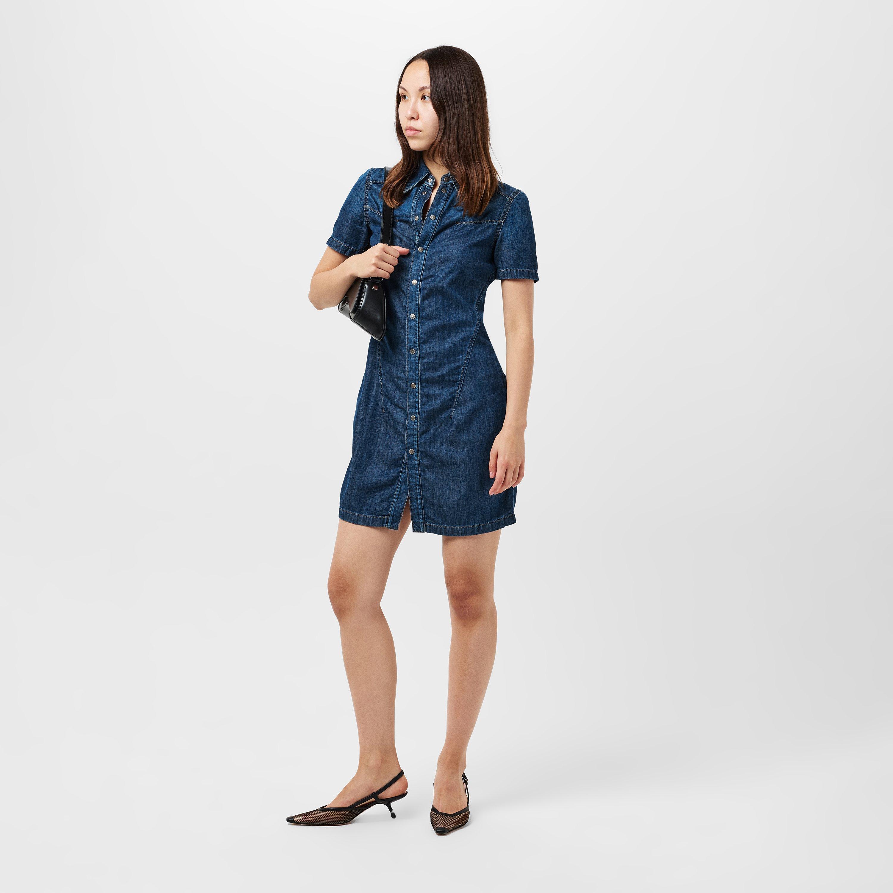 Blue Denim - Diesel - Women's Short Sleeve Dress Shirt - 6