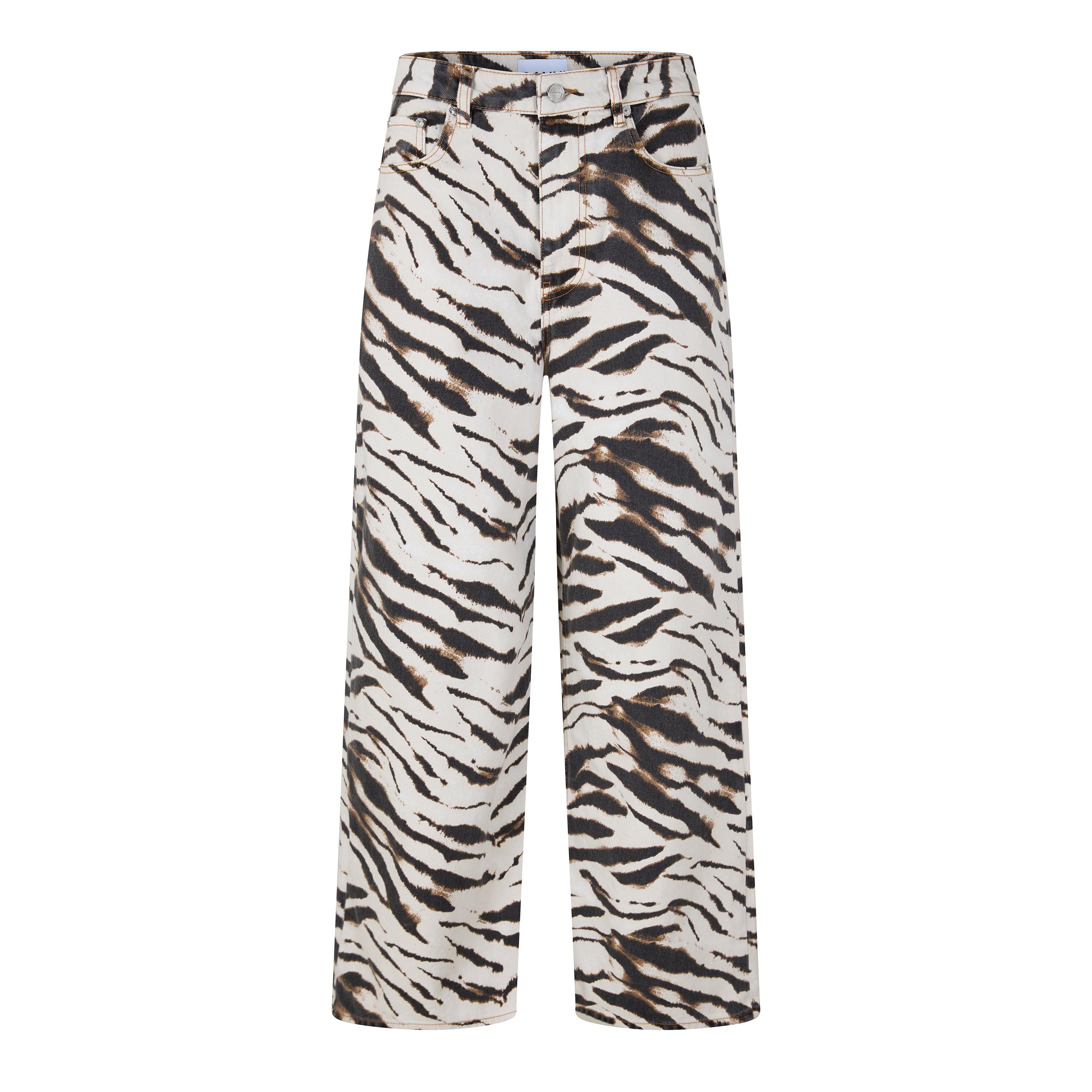 Egret - Ganni - Women's Print Denim Lari Straight Leg Jeans - 1