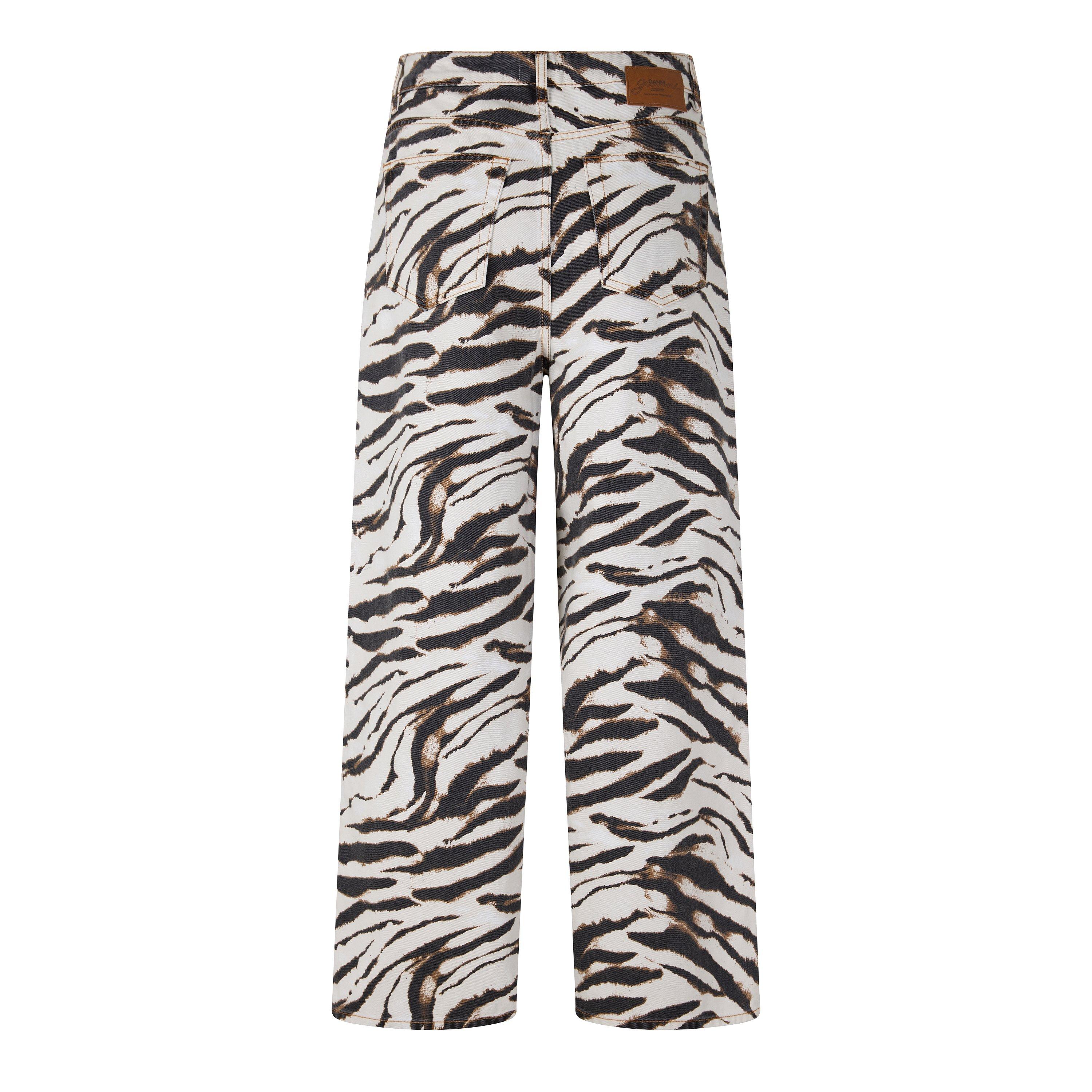 Egret - Ganni - Women's Print Denim Lari Straight Leg Jeans - 2