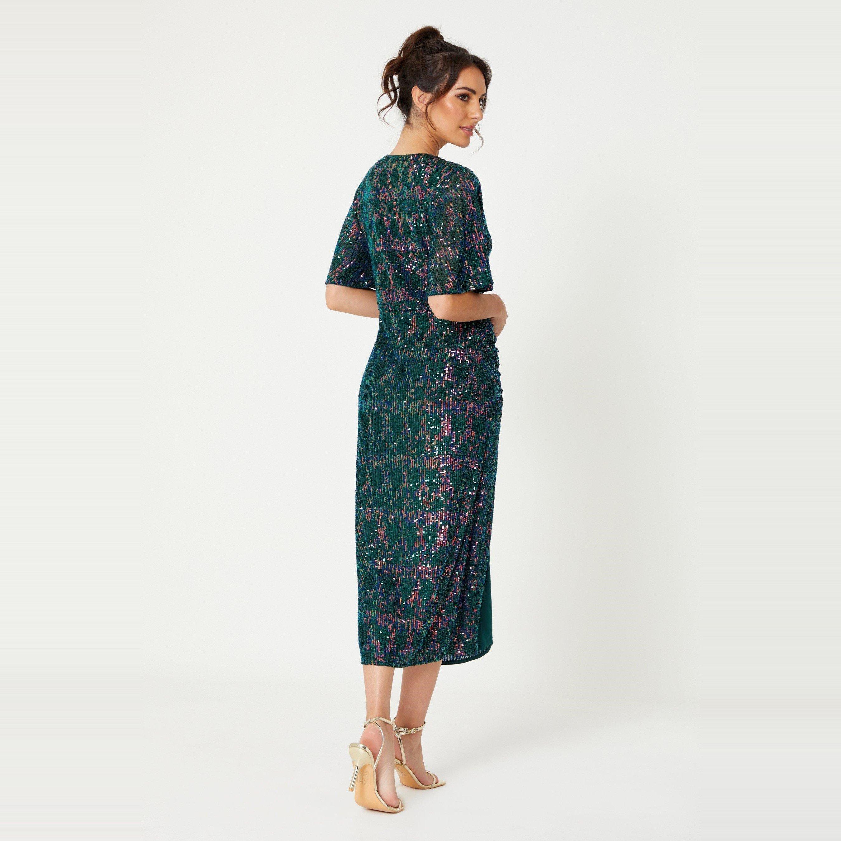 Green Rainbow - Be You - Sequin V-Neck Maxi Dress - 3