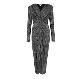 Be You Ladies Metallic Plisse Midi Dress