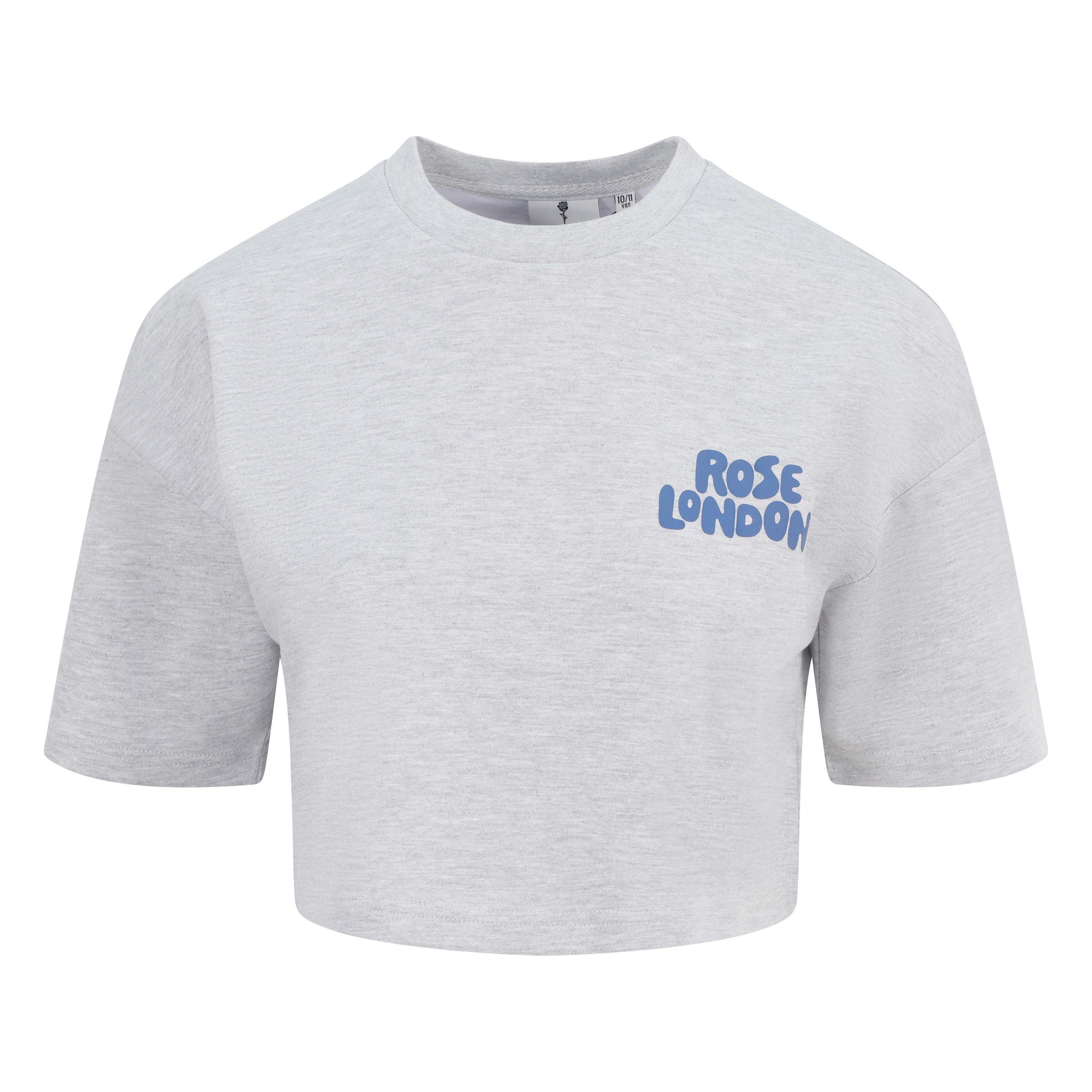 Grey Marl - Rose London - Sports Crop T-shirt Junior GIrls - 1