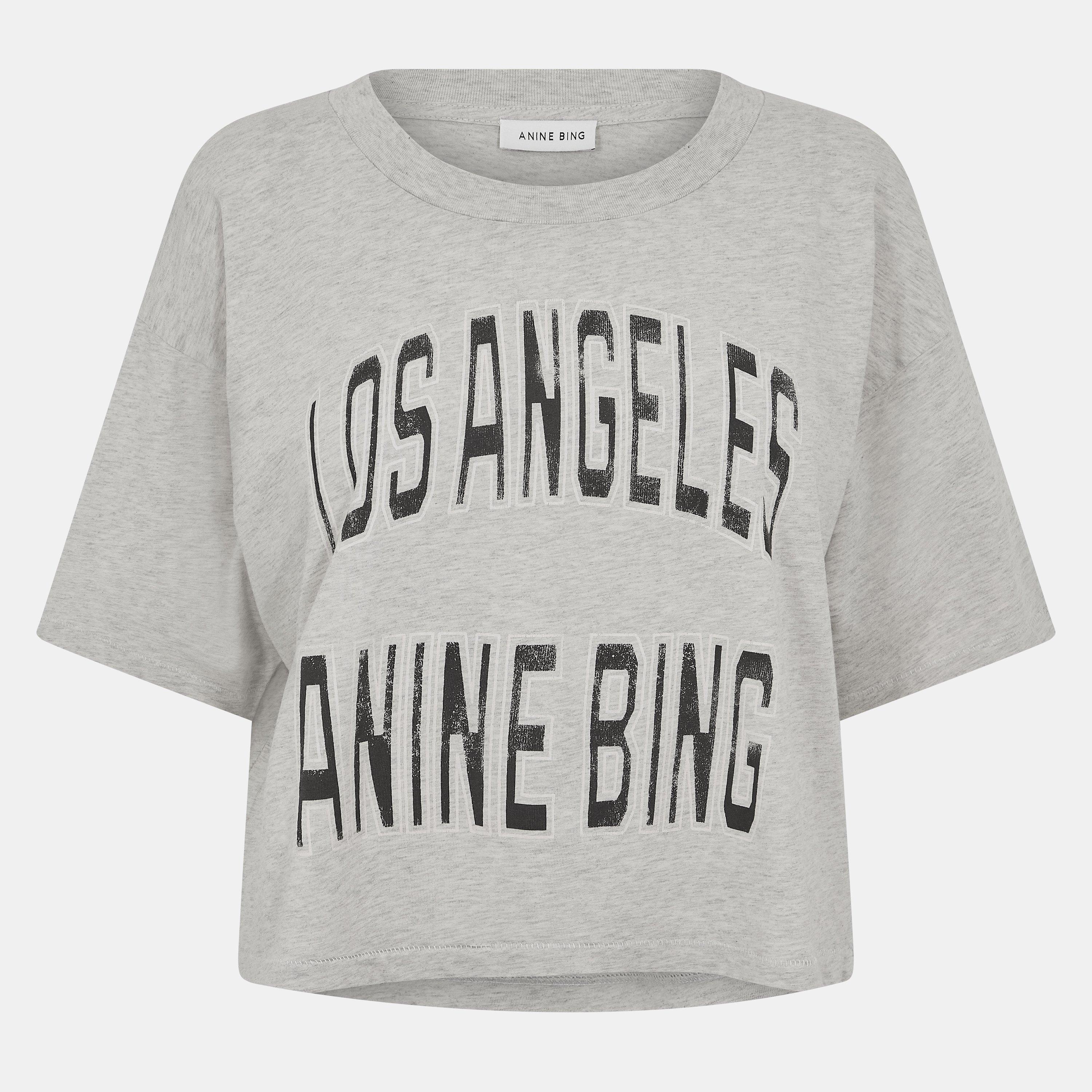 Anine Bing Johnny Cropped Tee - Grey - Size 14 (L)