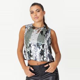 Be You BY Sequin Sleeveless Crop Top Women