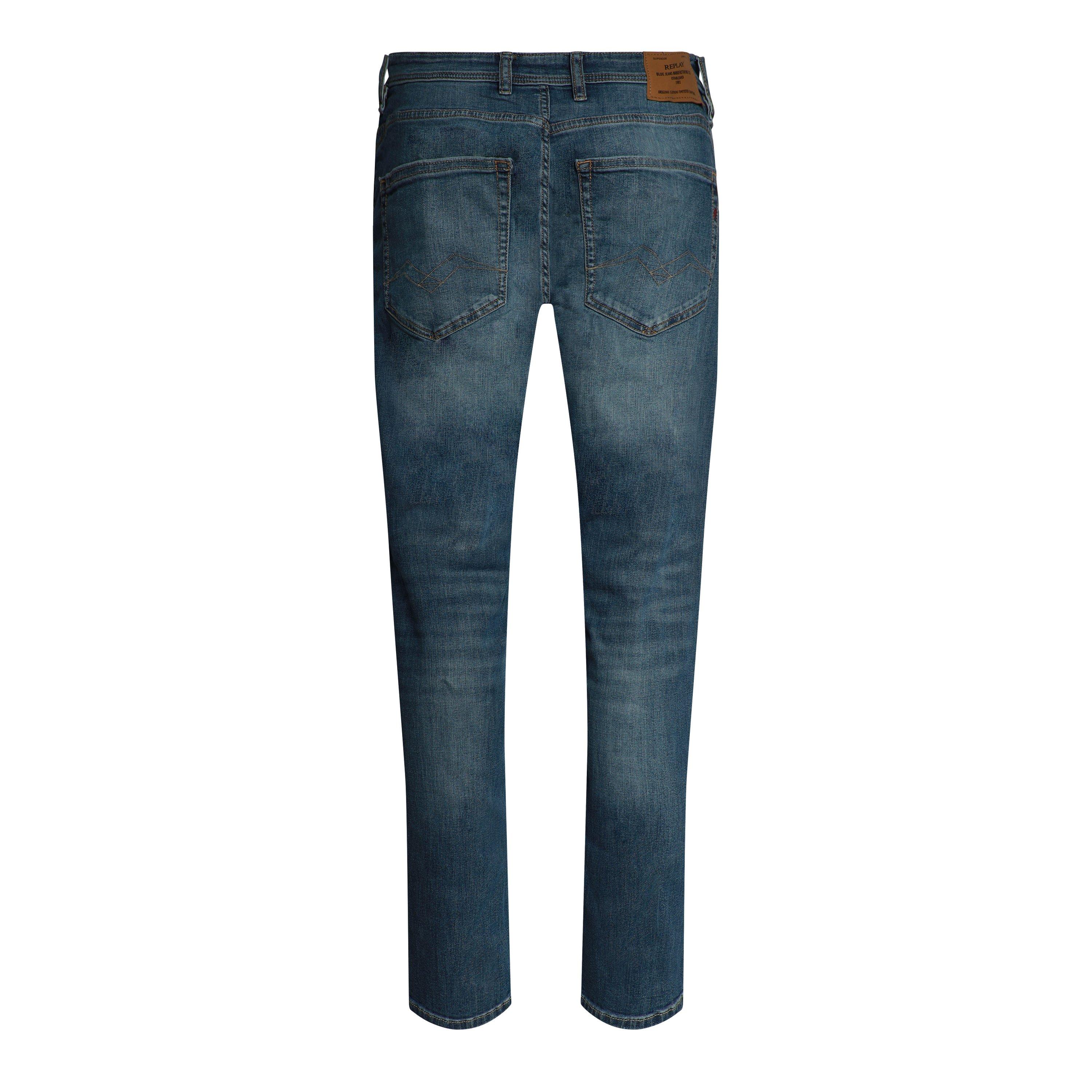 Medium Blue - Replay - Men's Grover Cotton Straight Jeans - 2