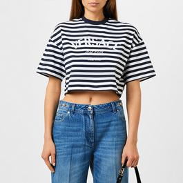 Versace Nautical Striped Milano Crop Top