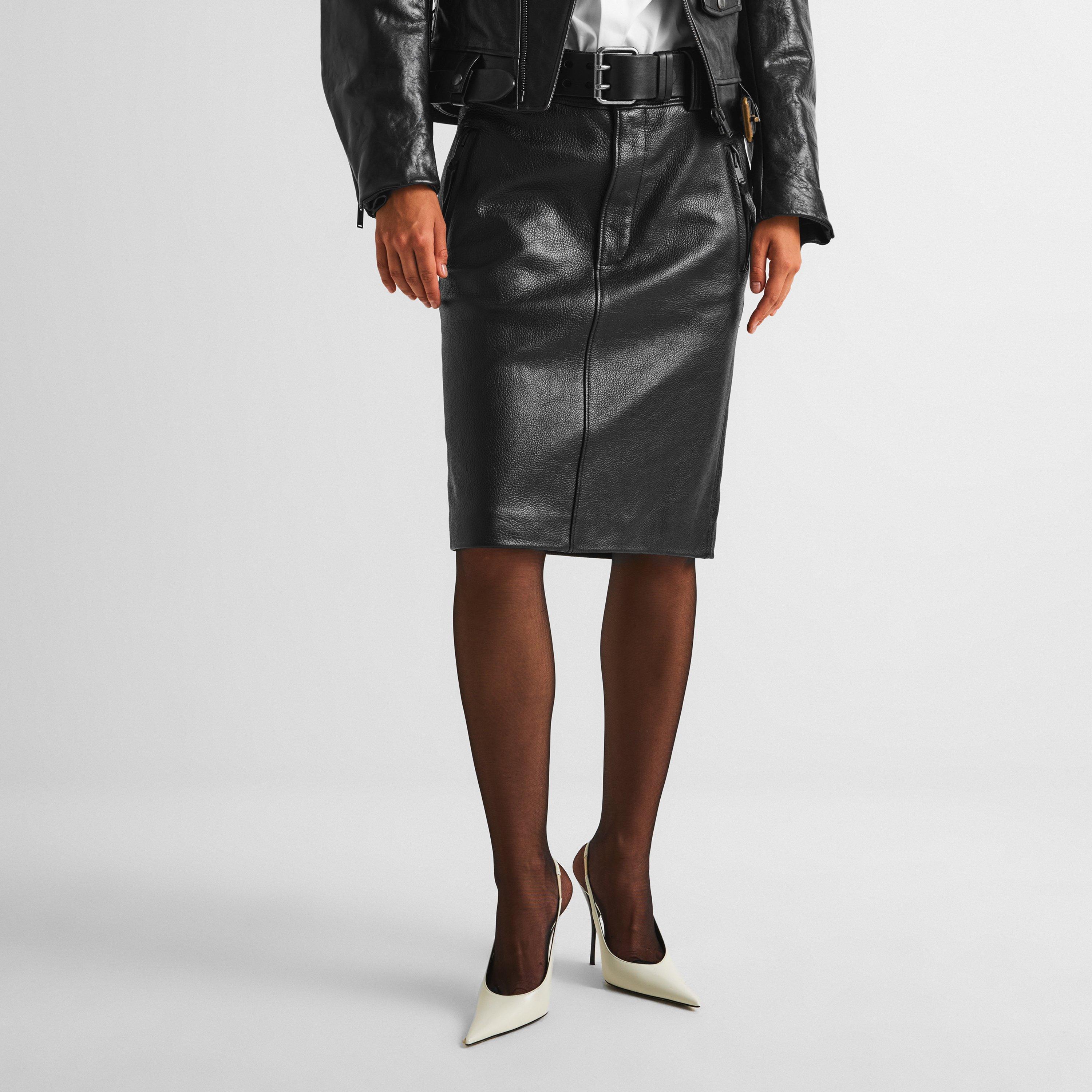 Noir/Naturel - Saint Laurent - Women's Pencil Skirt - 3