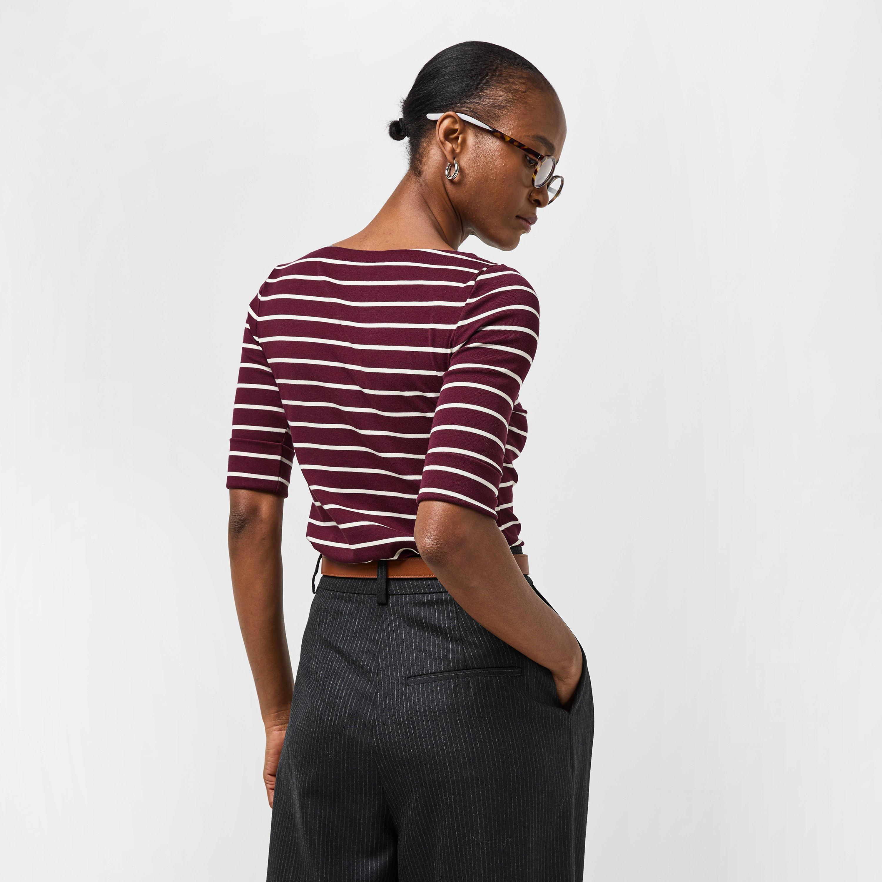 Dk Garnet/Crm - Lauren by Ralph Lauren - LRL Judy T-Shirt Ld61 - 4