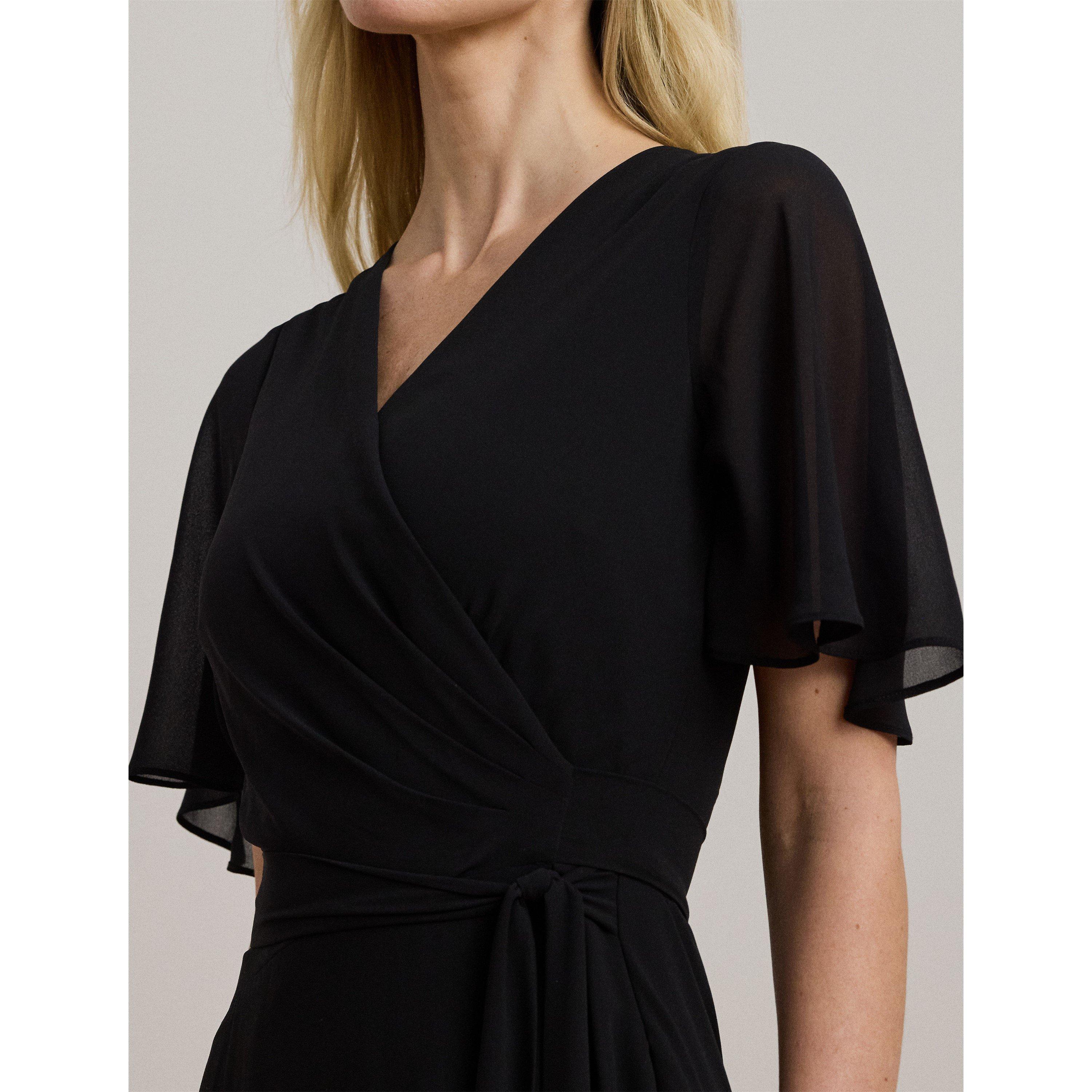 Black - Lauren by Ralph Lauren - Belted Georgette dress - 4