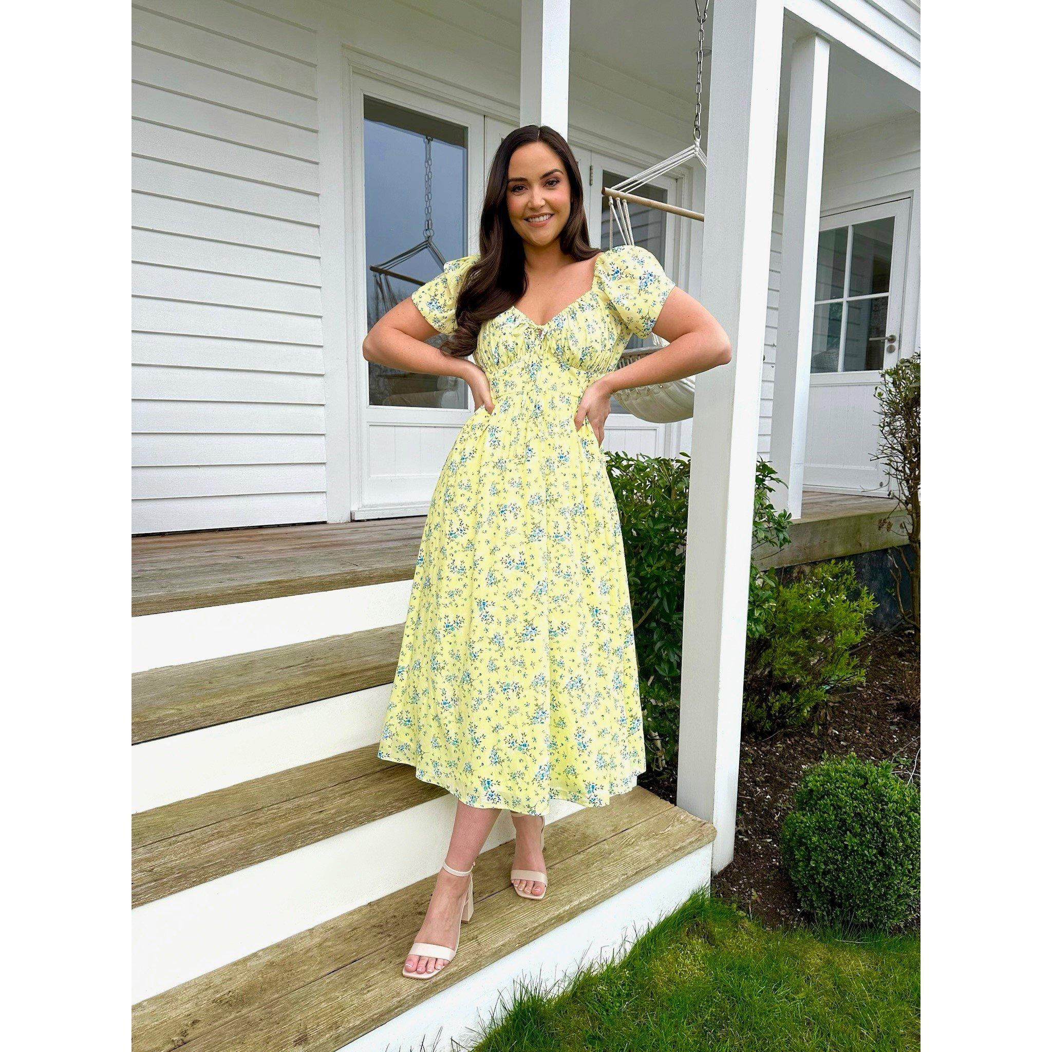 Yellow - In The Style - In The Style Printed Bardot Midi Dress - 2