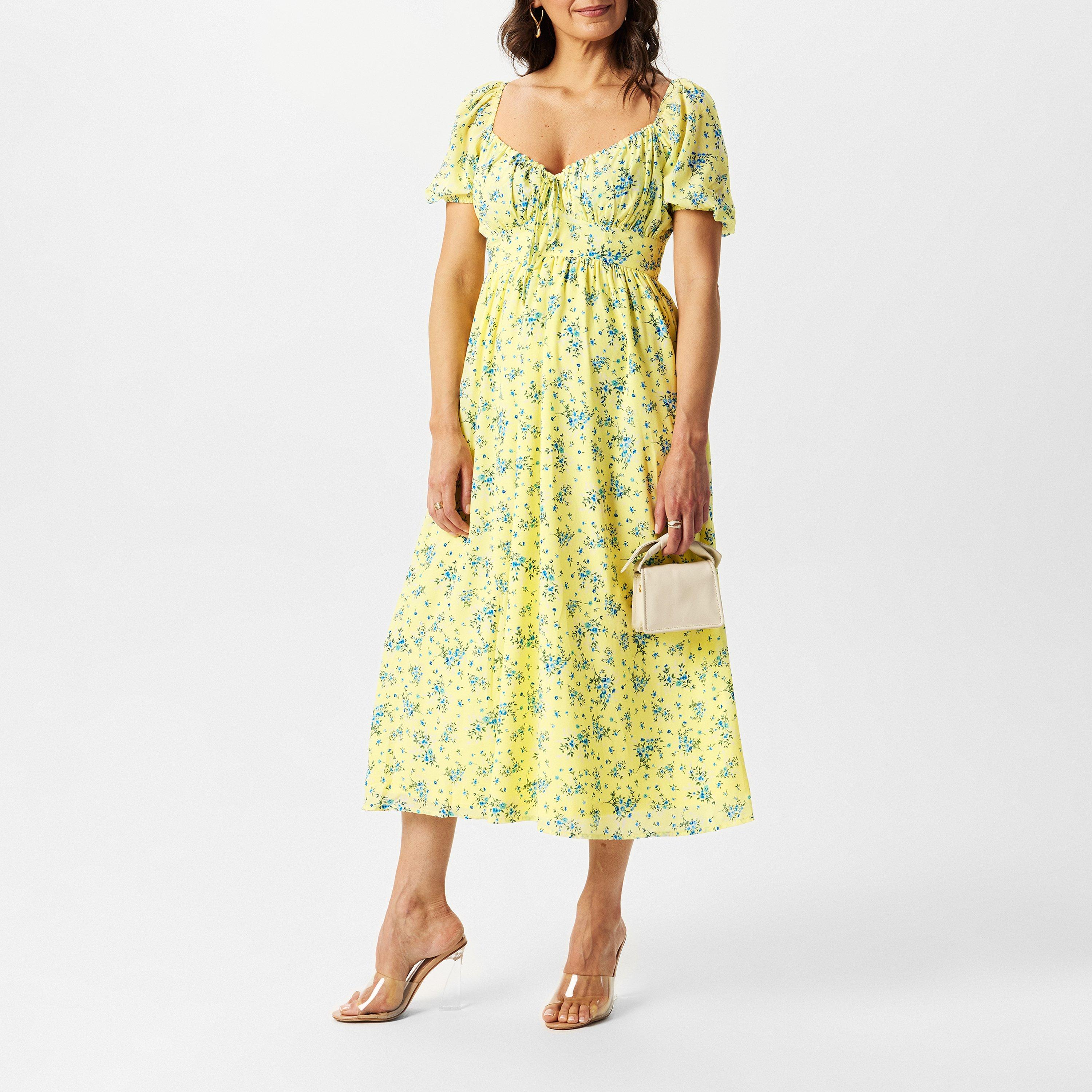 Yellow - In The Style - In The Style Printed Bardot Midi Dress - 6