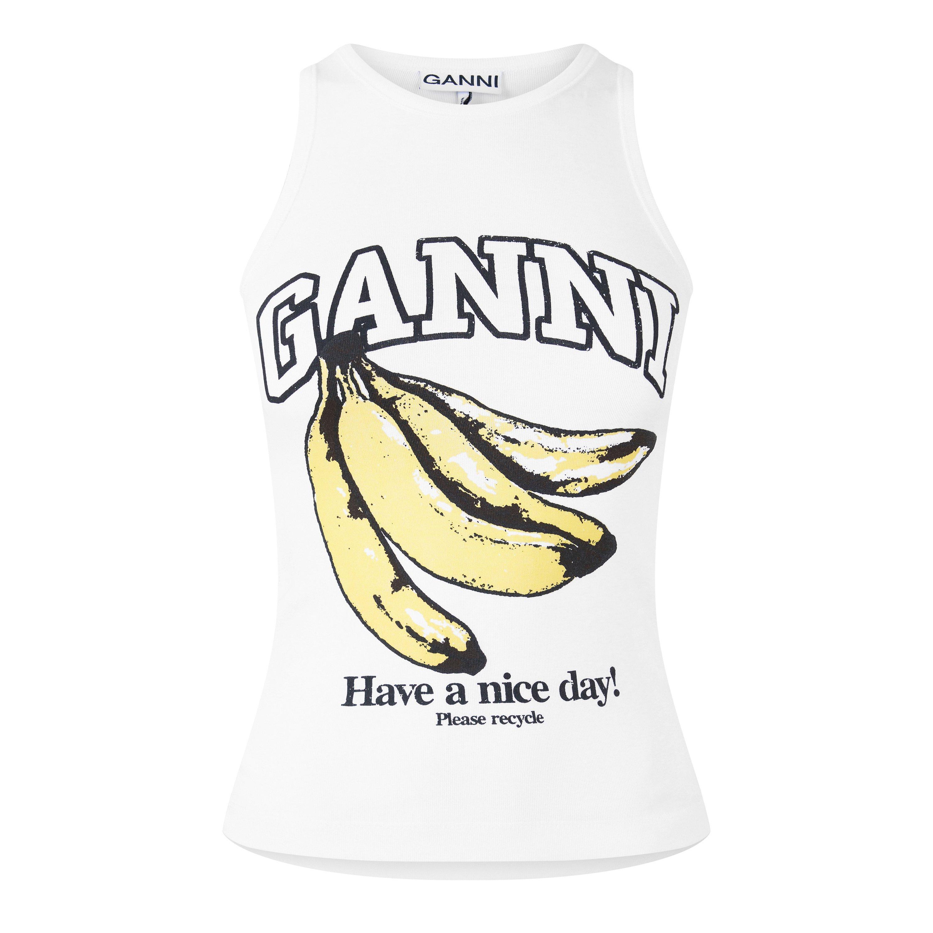 White - Ganni - Women's Rib Tank Vest - 1