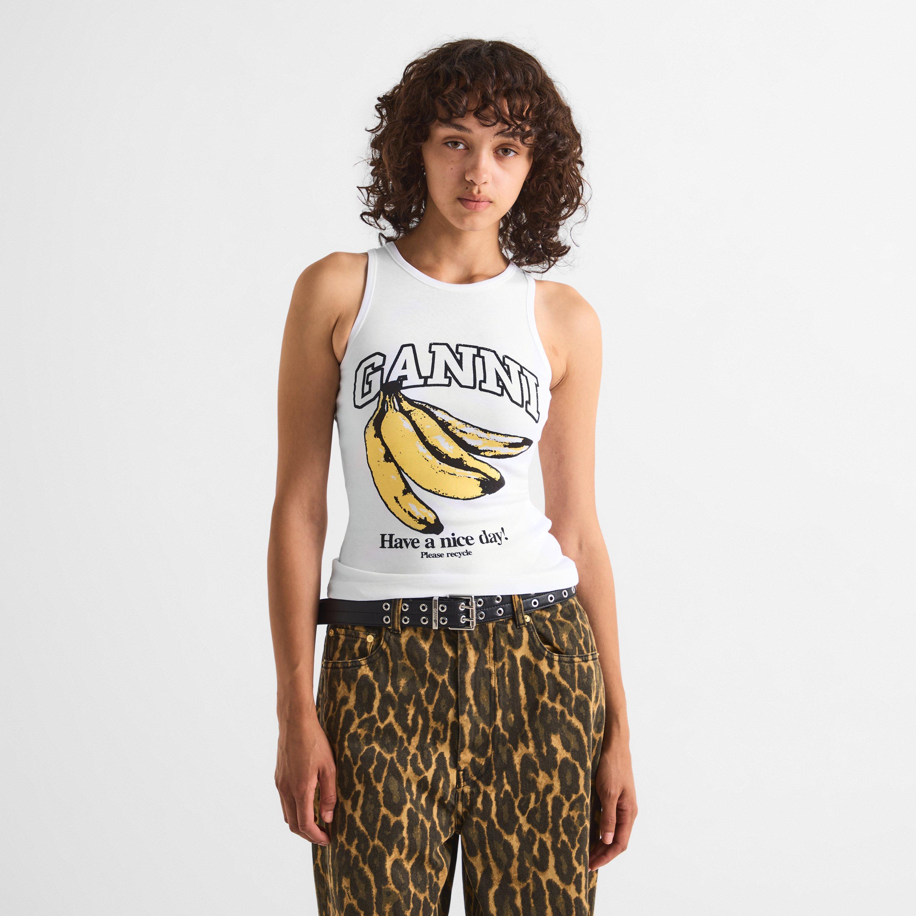 White - Ganni - Women's Rib Tank Vest - 3